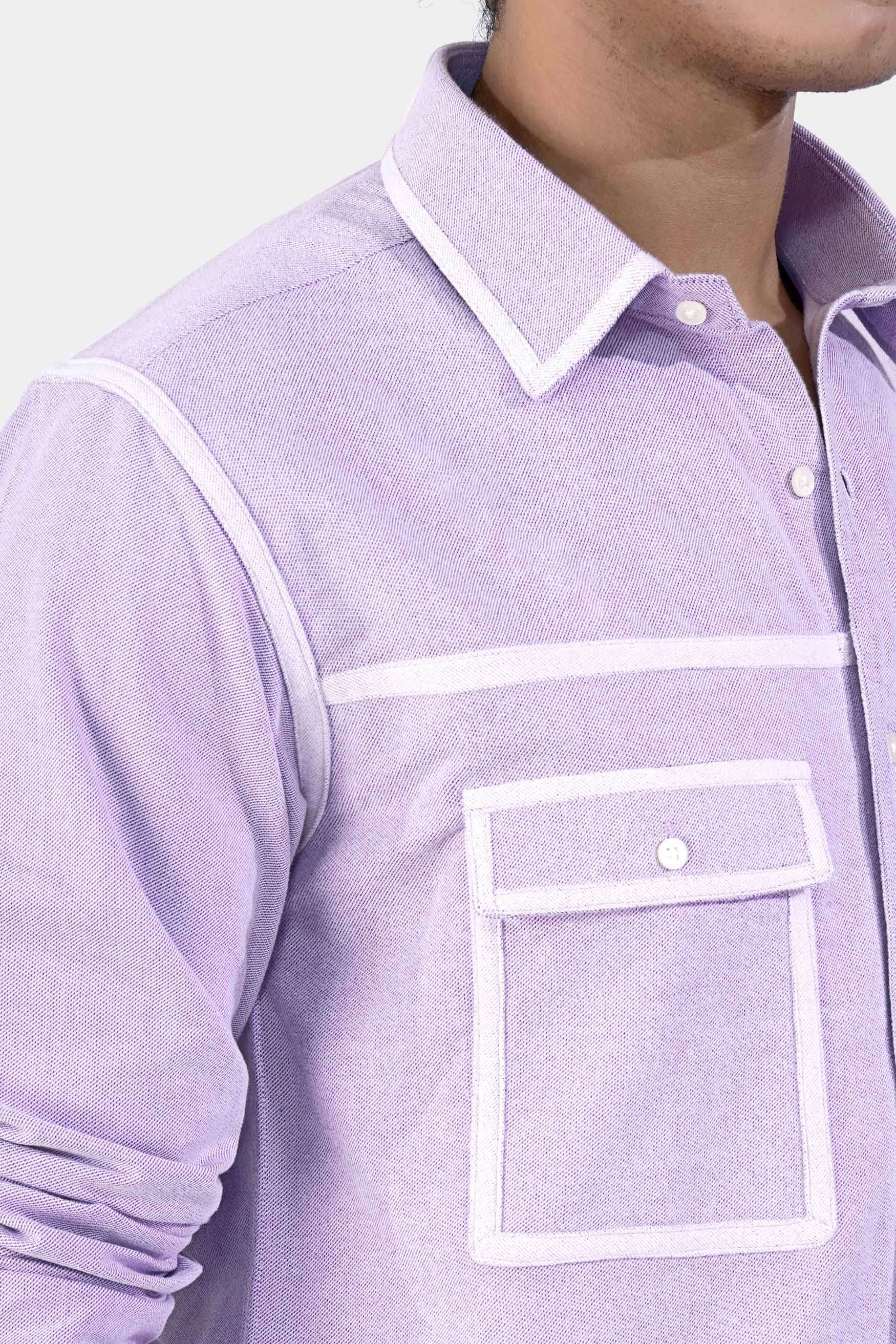Wisteria Purple with White Border Flannel Shirt
