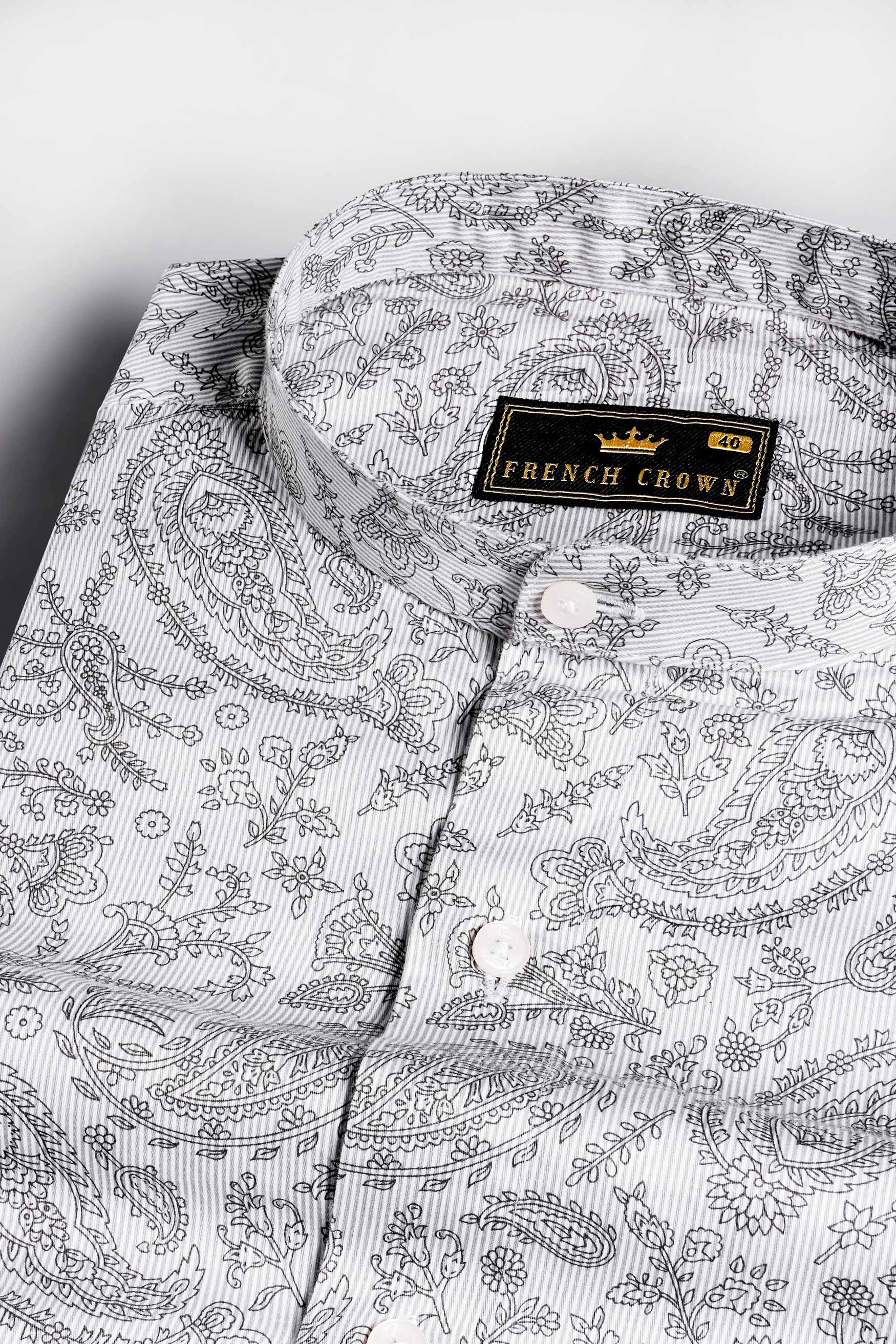 Nobel Gray and Black Paisley Printed Super Soft Premium Cotton Designer Shirt