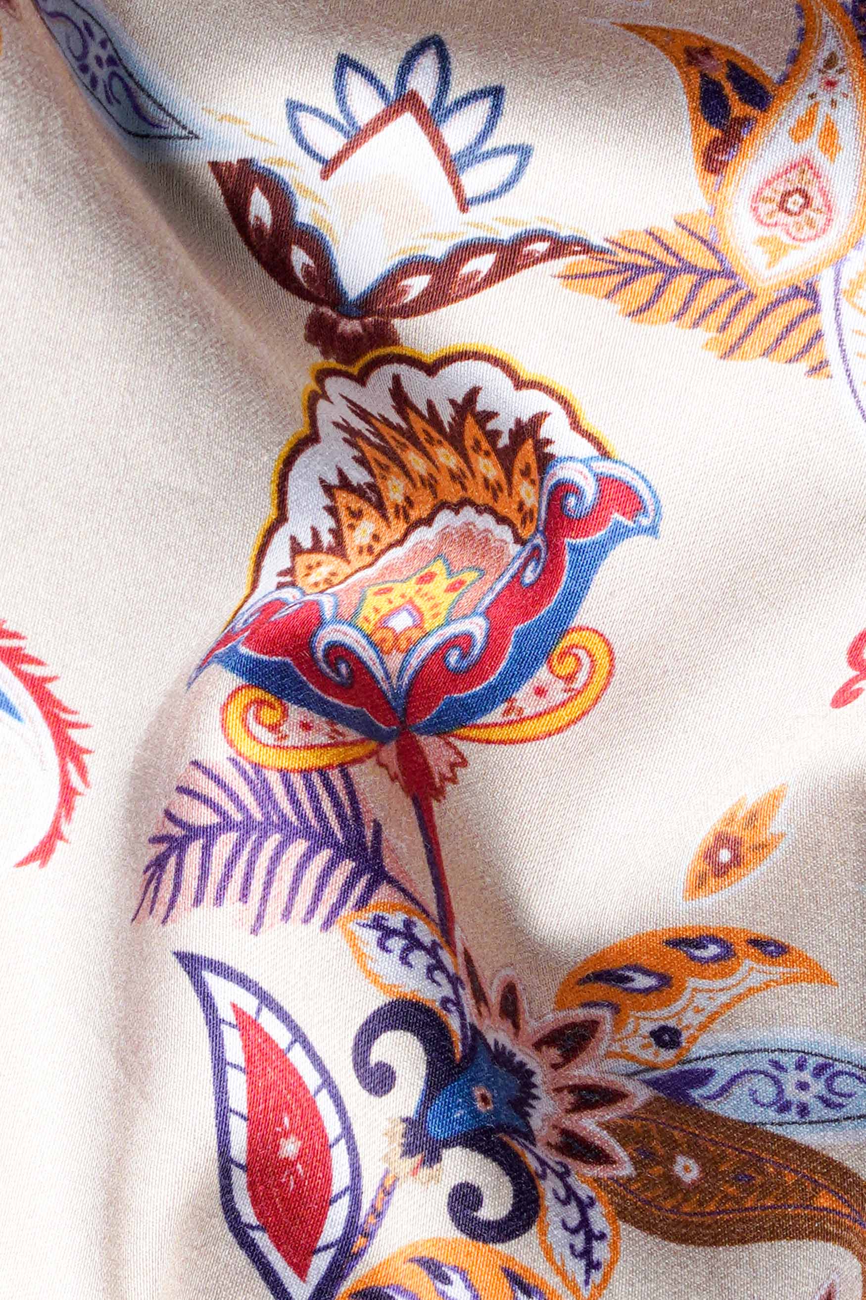 Cavern Cream Floral Printed Twill Premium Cotton Shirt