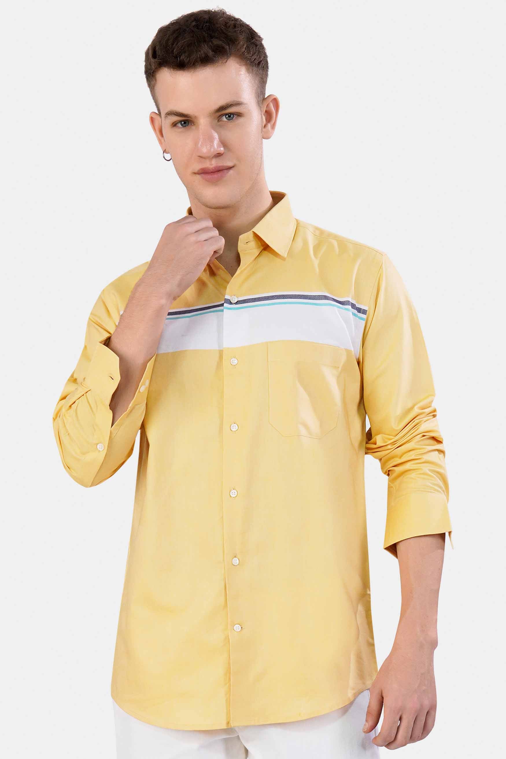 Flax Yellow with Bright White Royal Oxford Shirt