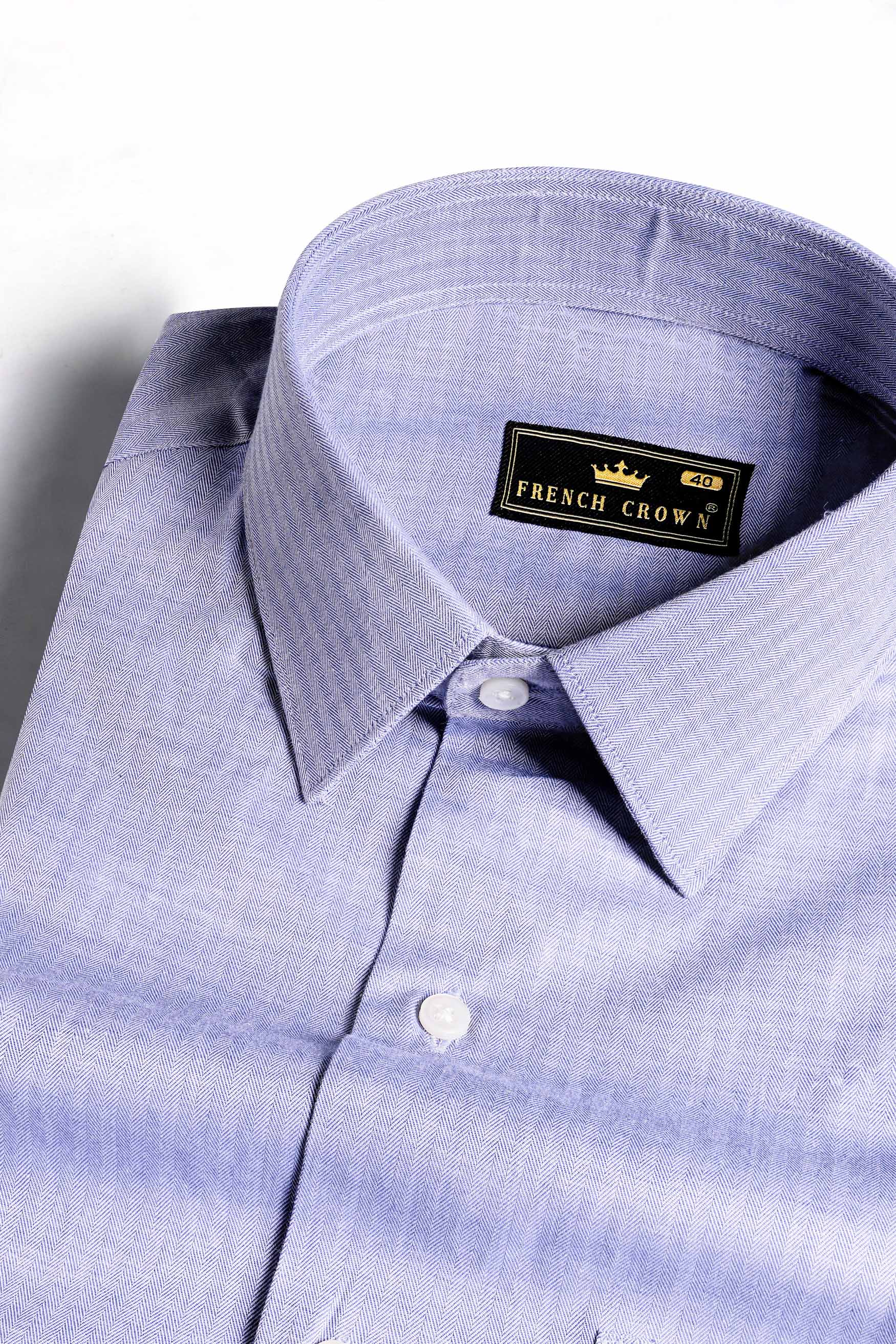 Chetwode Blue Subtle Striped Herringbone Shirt