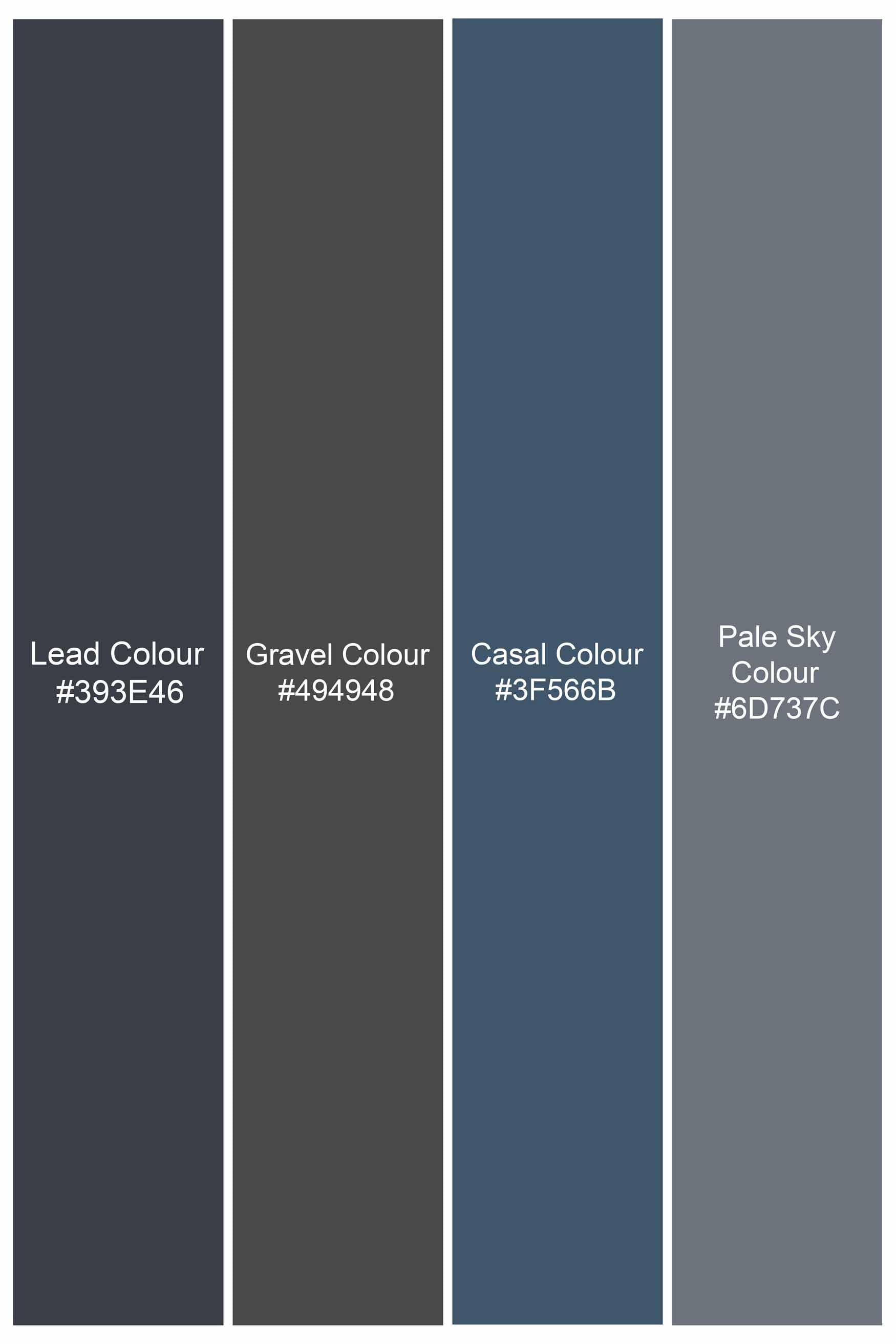 Lead Gray and Gravel Brown Dobby Textured Premium Giza Cotton Shirt