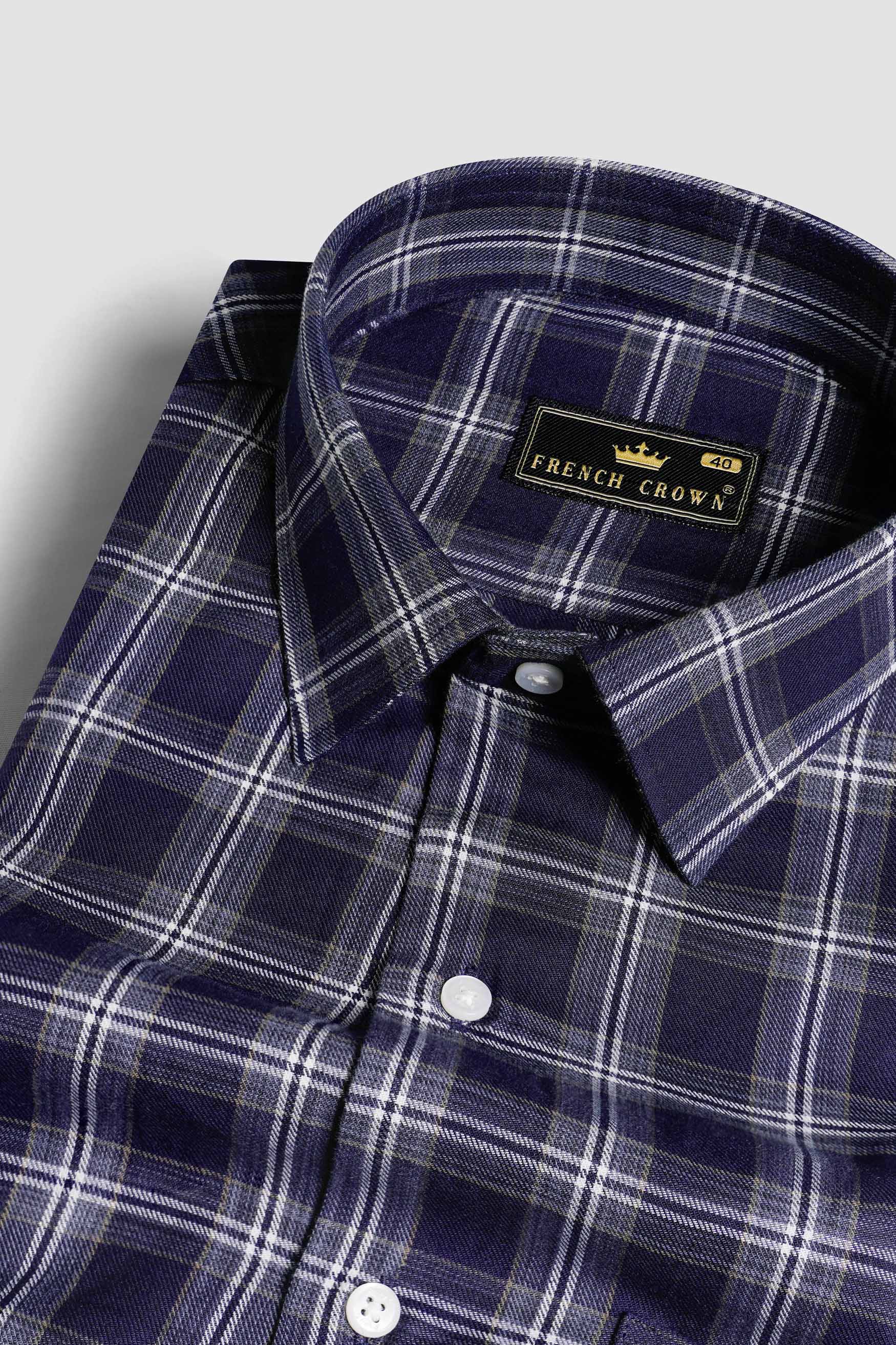 Haiti Blue and White Twill Plaid Premium Cotton Shirt