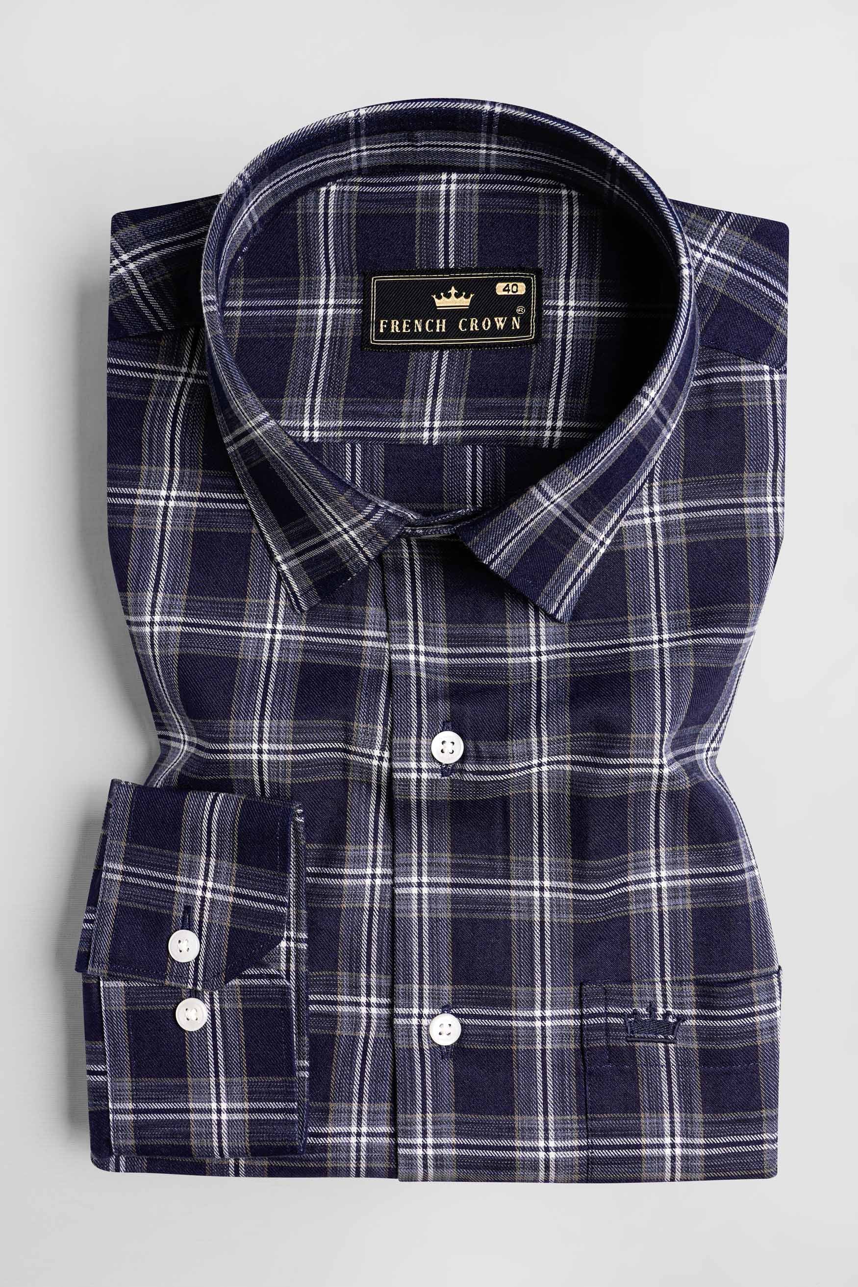 Haiti Blue and White Twill Plaid Premium Cotton Shirt