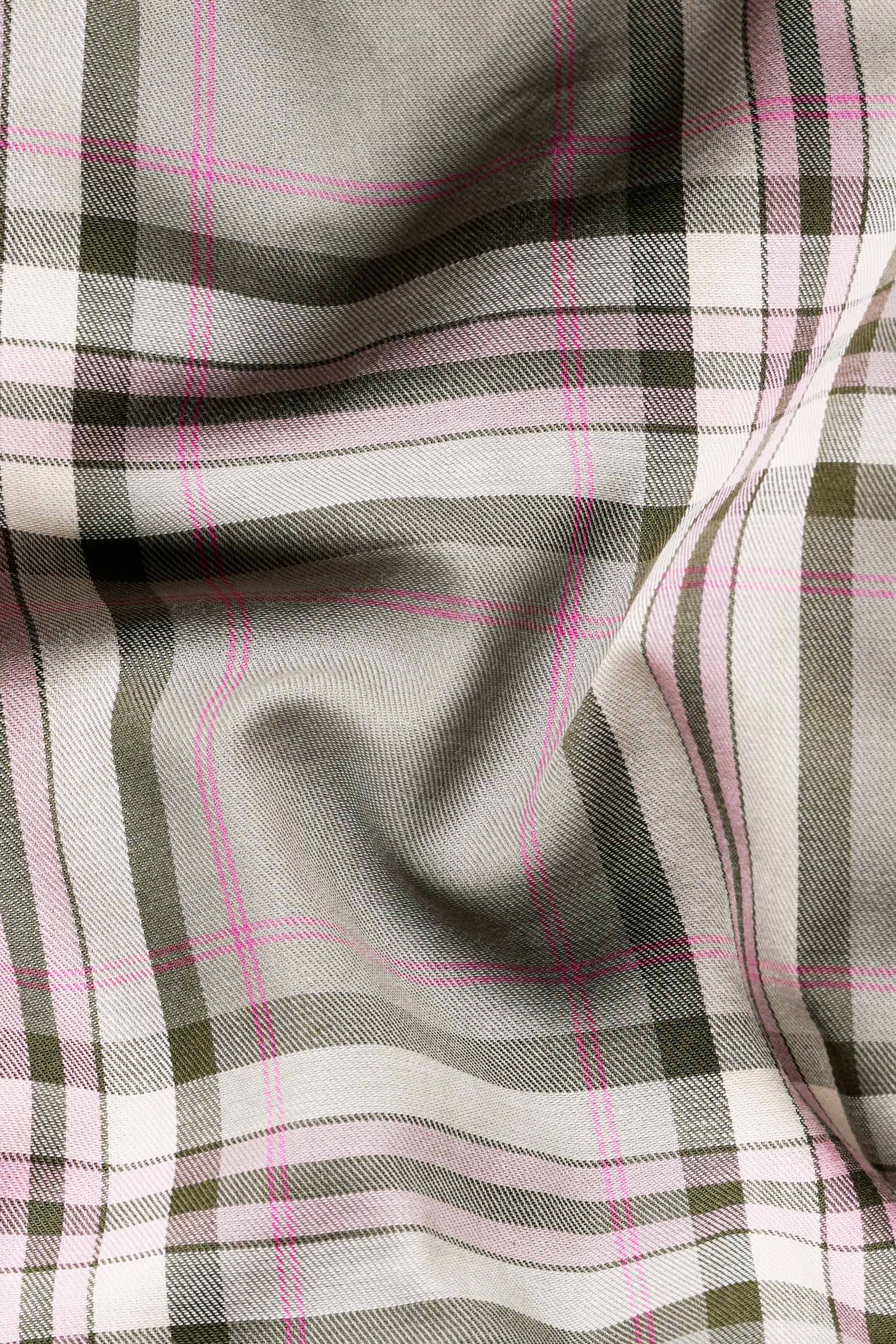 Sage Green and Vale Pink Twill Plaid Premium Cotton Shirt