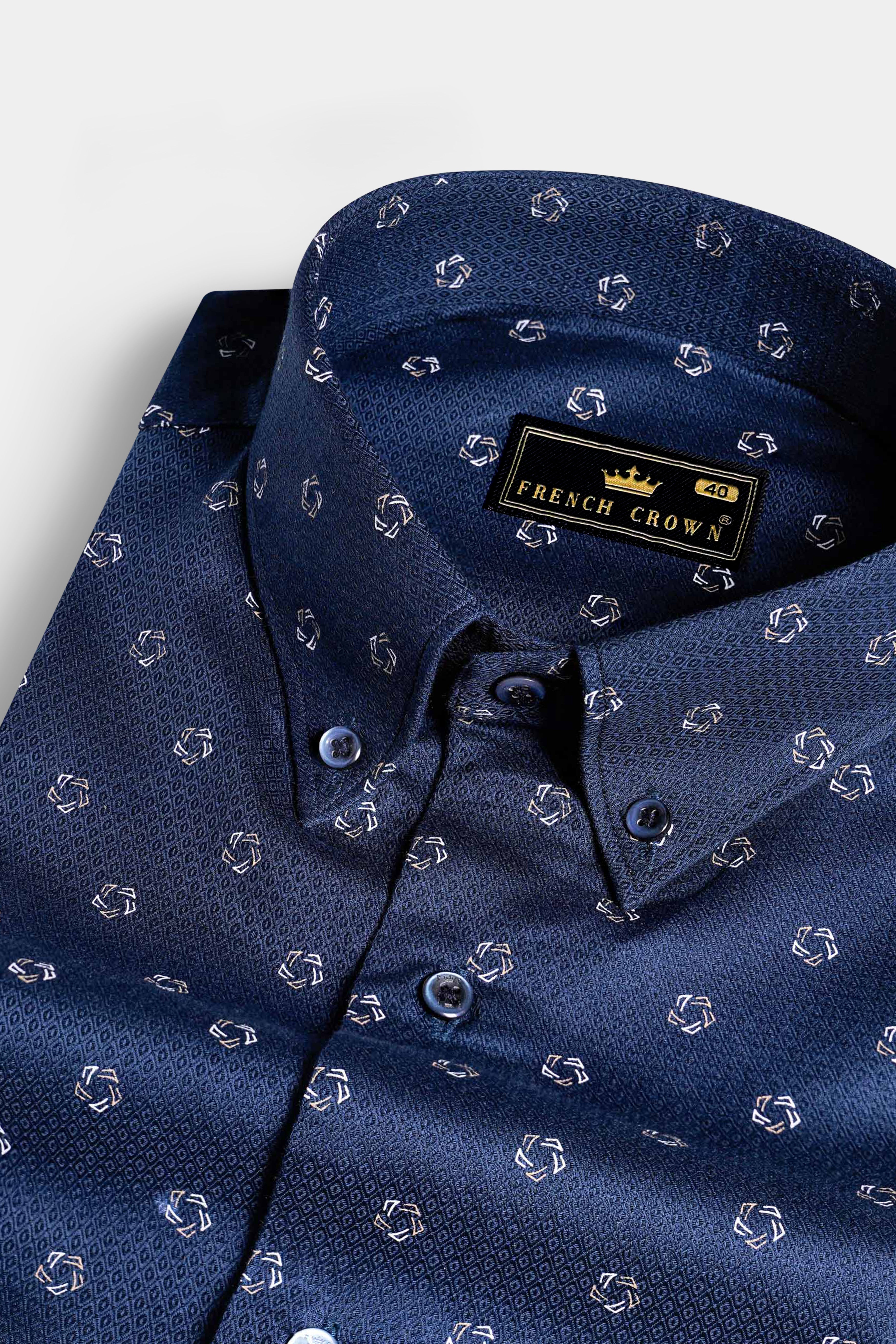 Cloud Burst Blue Dobby Textured Premium Giza Cotton Shirt