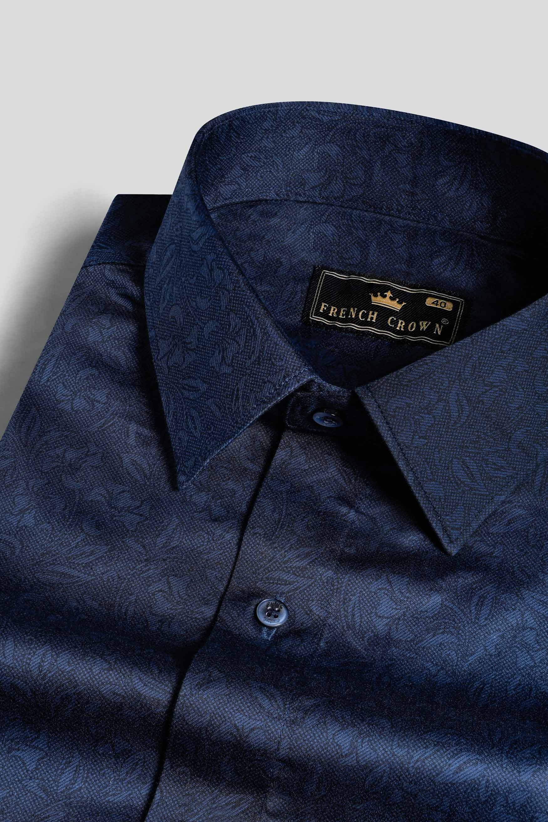 Prussian Blue Subtle Printed Super Soft Premium Cotton Shirt