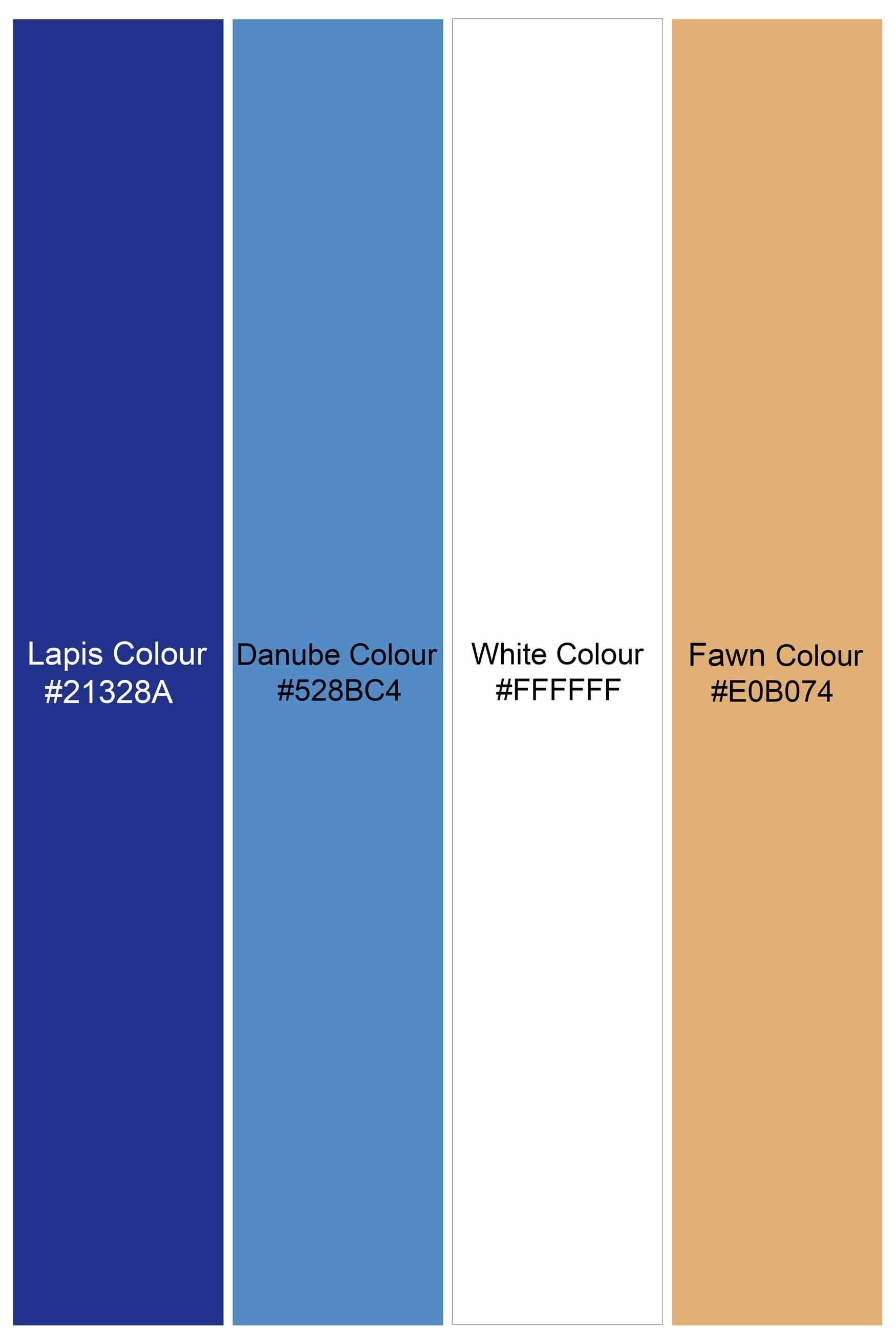 Lapis Blue and White Multicolour Printed Chambray Shirt