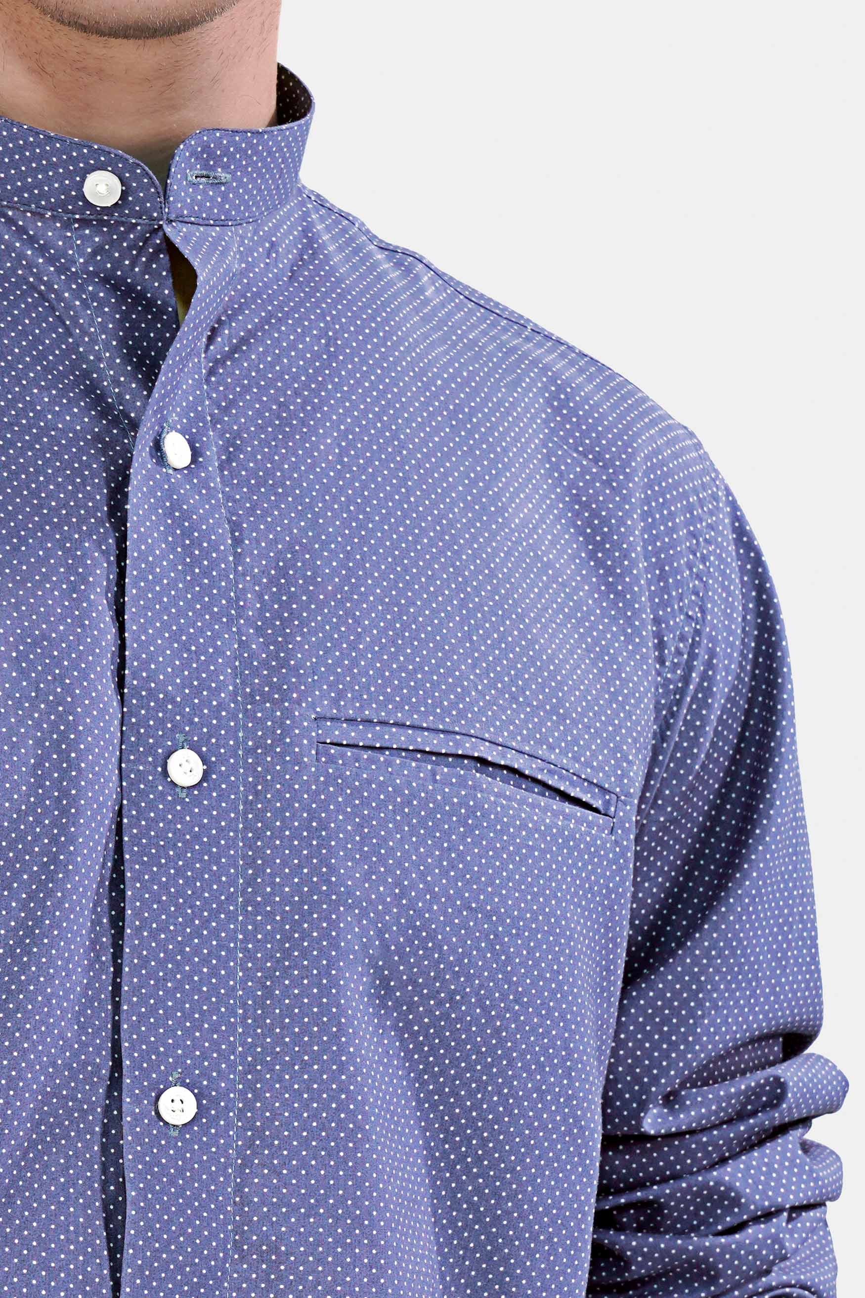 Lapis Blue and White Dots Subtle Sheen Super Soft Premium Cotton Designer Shirt