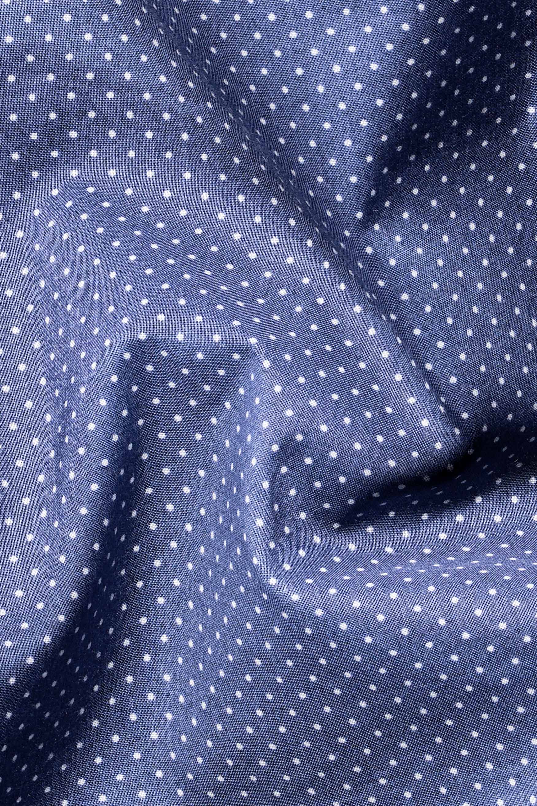 Lapis Blue and White Dots Subtle Sheen Super Soft Premium Cotton Designer Shirt