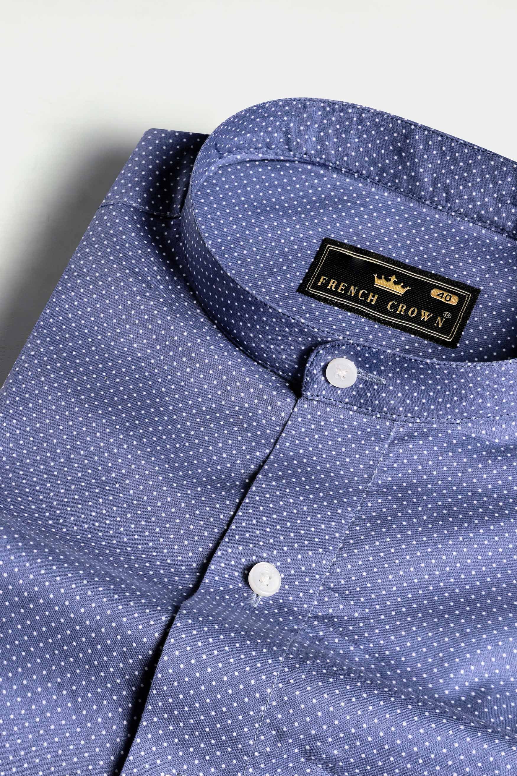 Lapis Blue and White Dots Subtle Sheen Super Soft Premium Cotton Designer Shirt