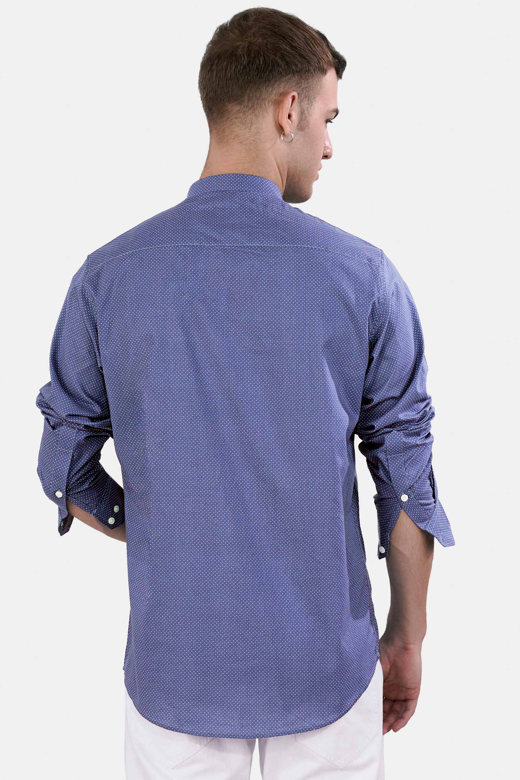 Lapis Blue and White Dots Subtle Sheen Super Soft Premium Cotton Designer Shirt