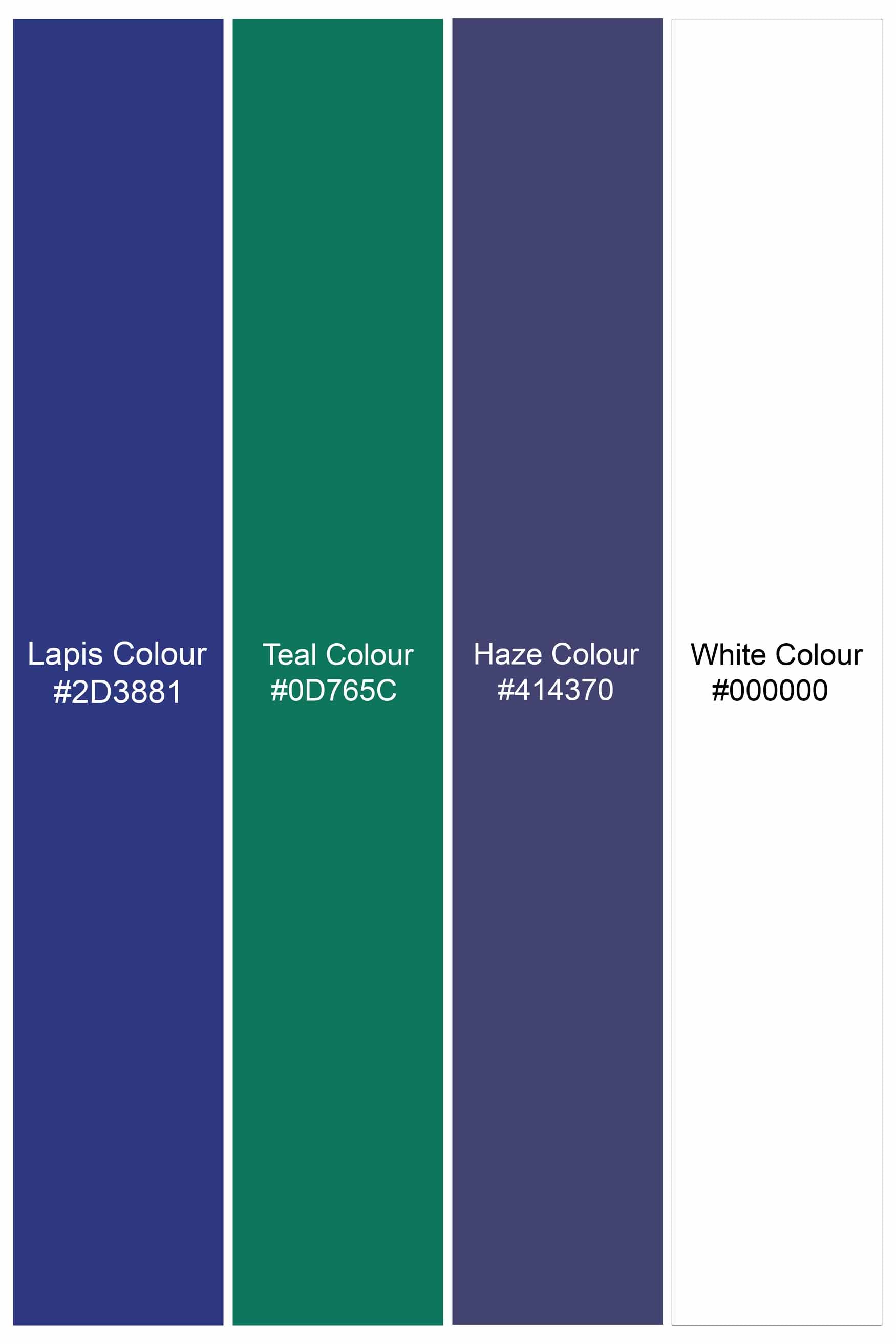 Lapis Blue and Teal Green Plaid with White Cuffs and Collar Premium Cotton Shirt