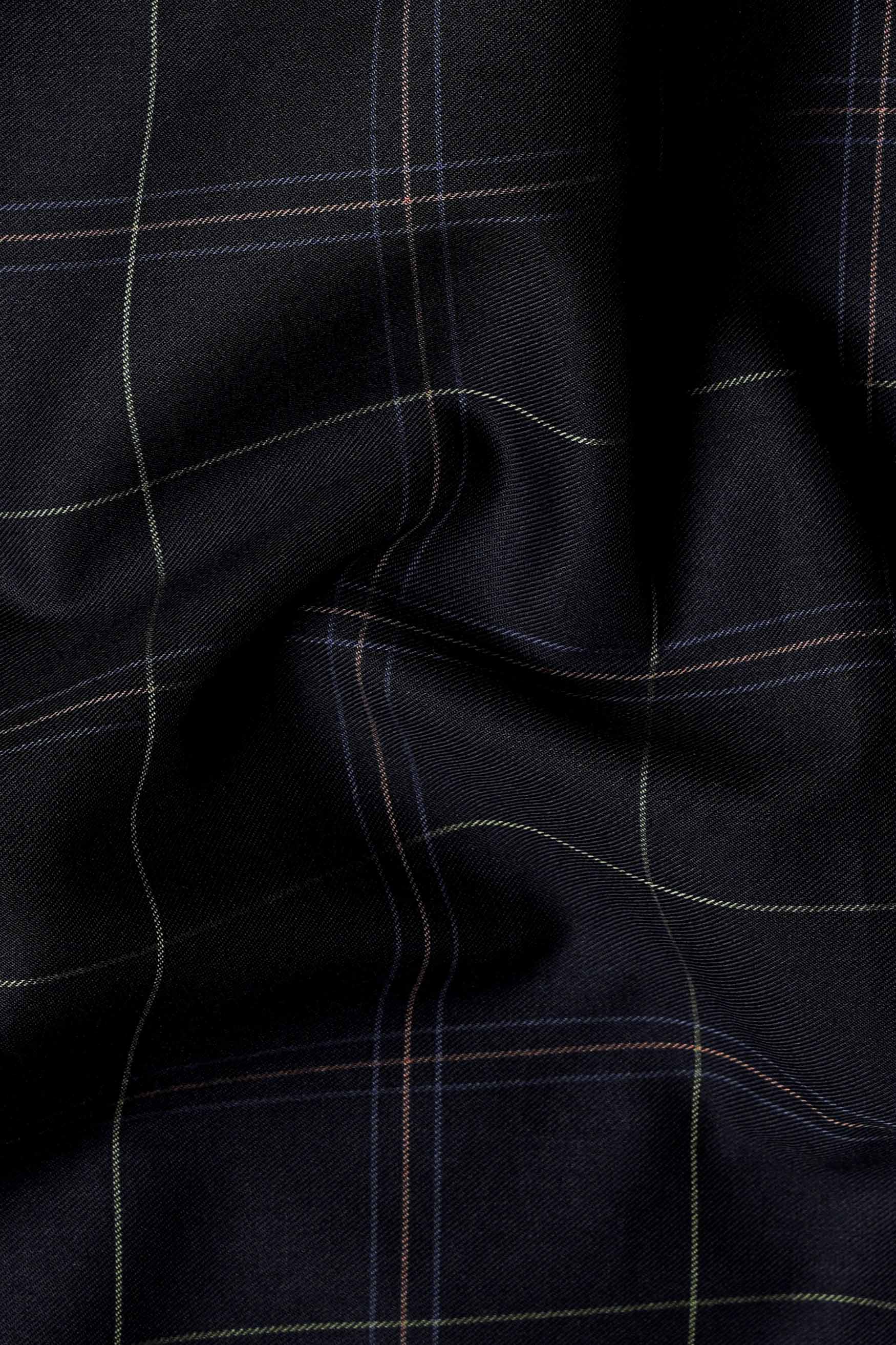 Jade Black Twill Plaid Premium Cotton Shirt