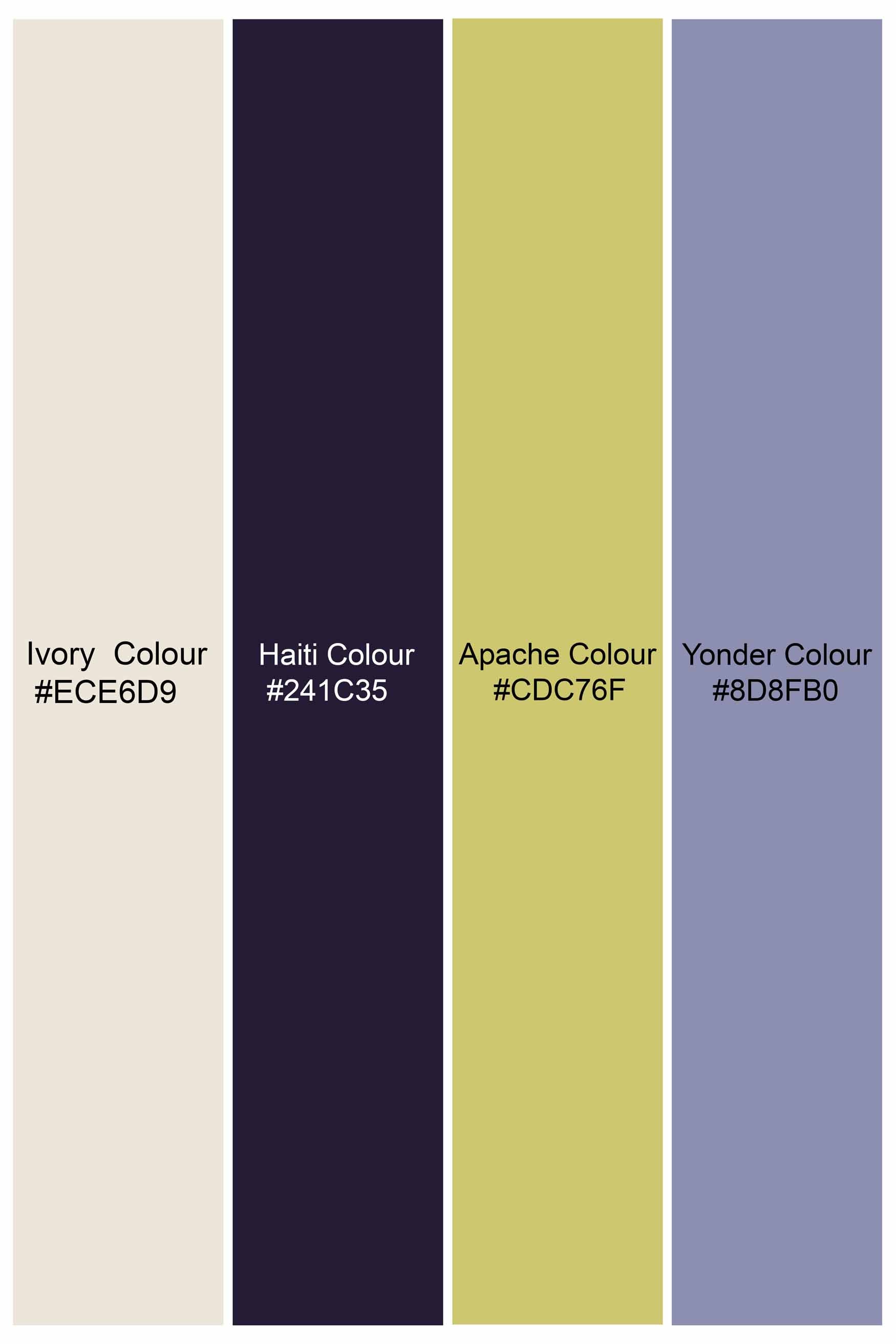 Ivory Cream and Haiti Blue Abstract Printed Subtle Sheen Super Soft Premium Cotton Shirt