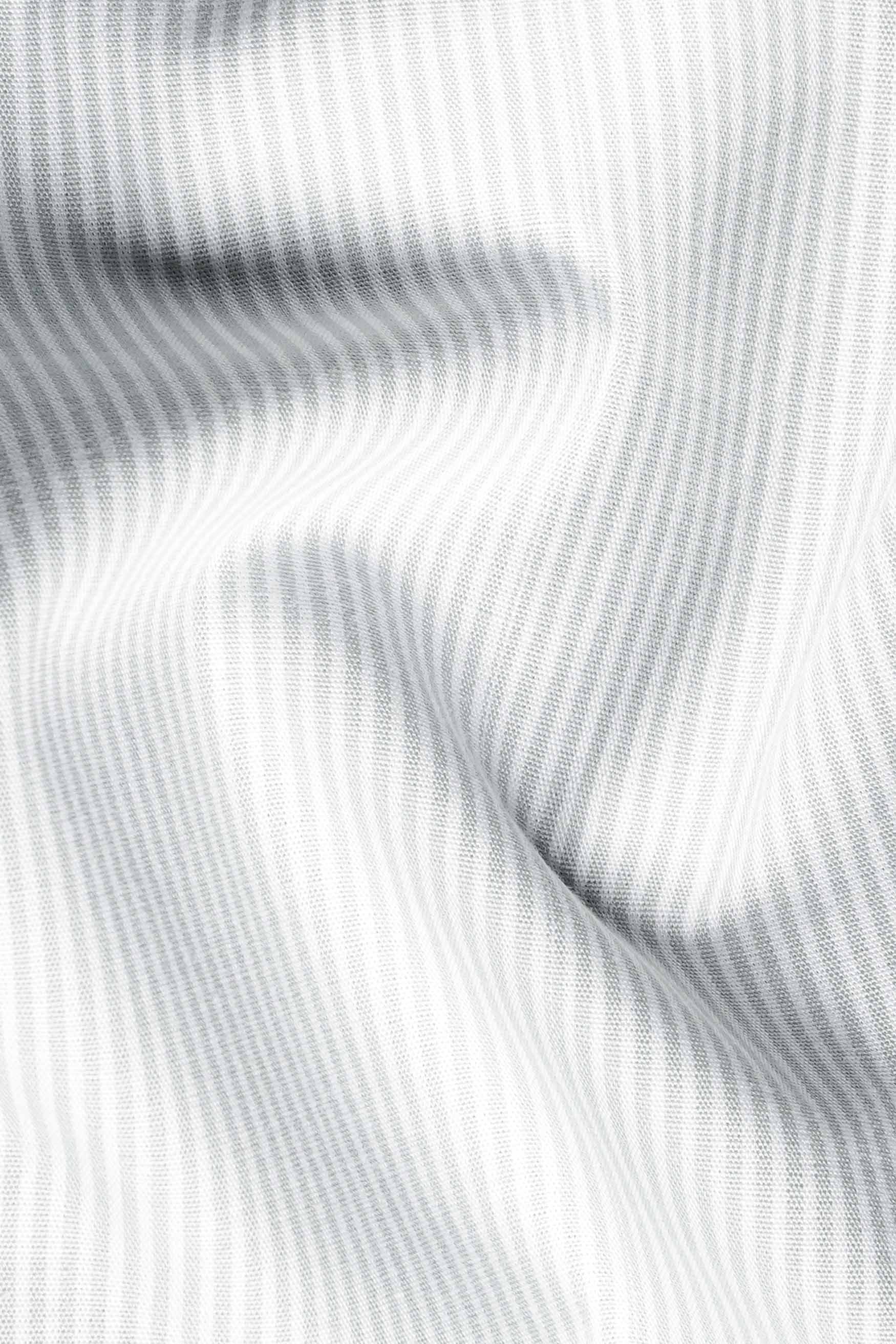 Gainsboro Gray Striped with White Cuffs and Collar Premium Cotton Shirt