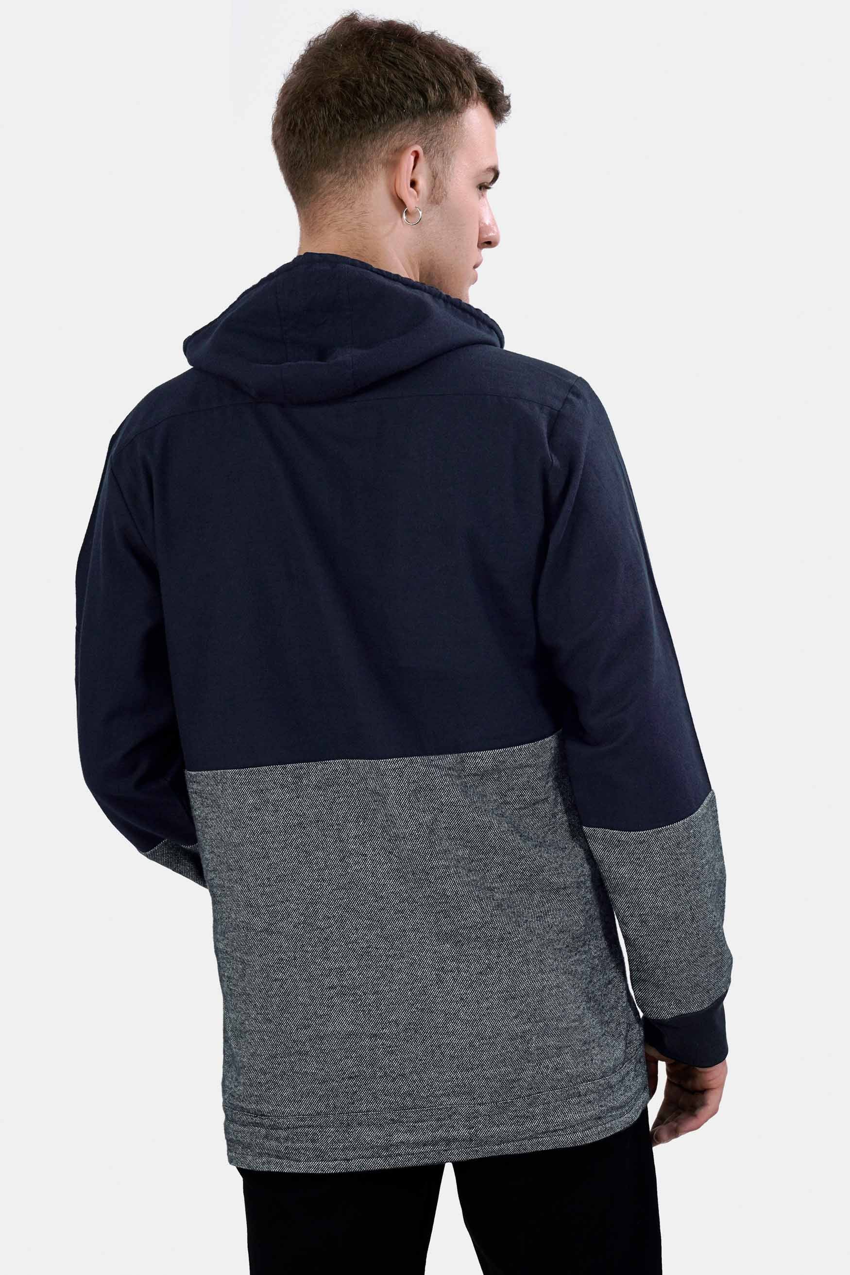Cinder Blue and Nobel Gray Flannel Designer Hoodie Shirt