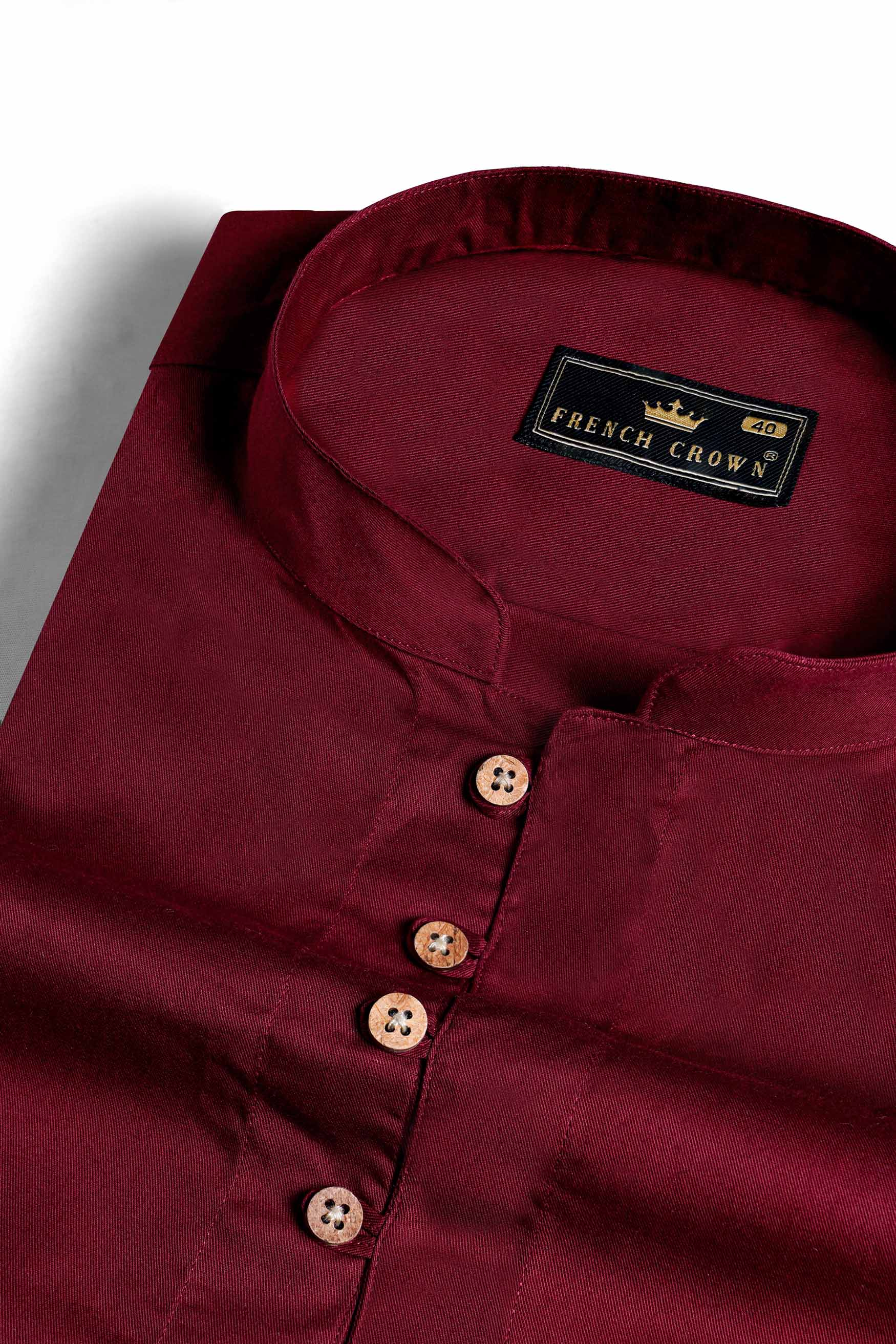 Heath Red Twill Premium Cotton Kurta Shirt