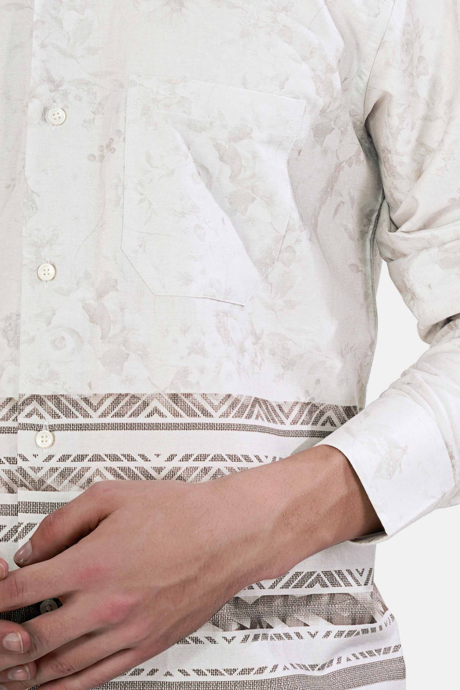 Nickel Gray and Taupe Brown Super Soft Premium Cotton Shirt