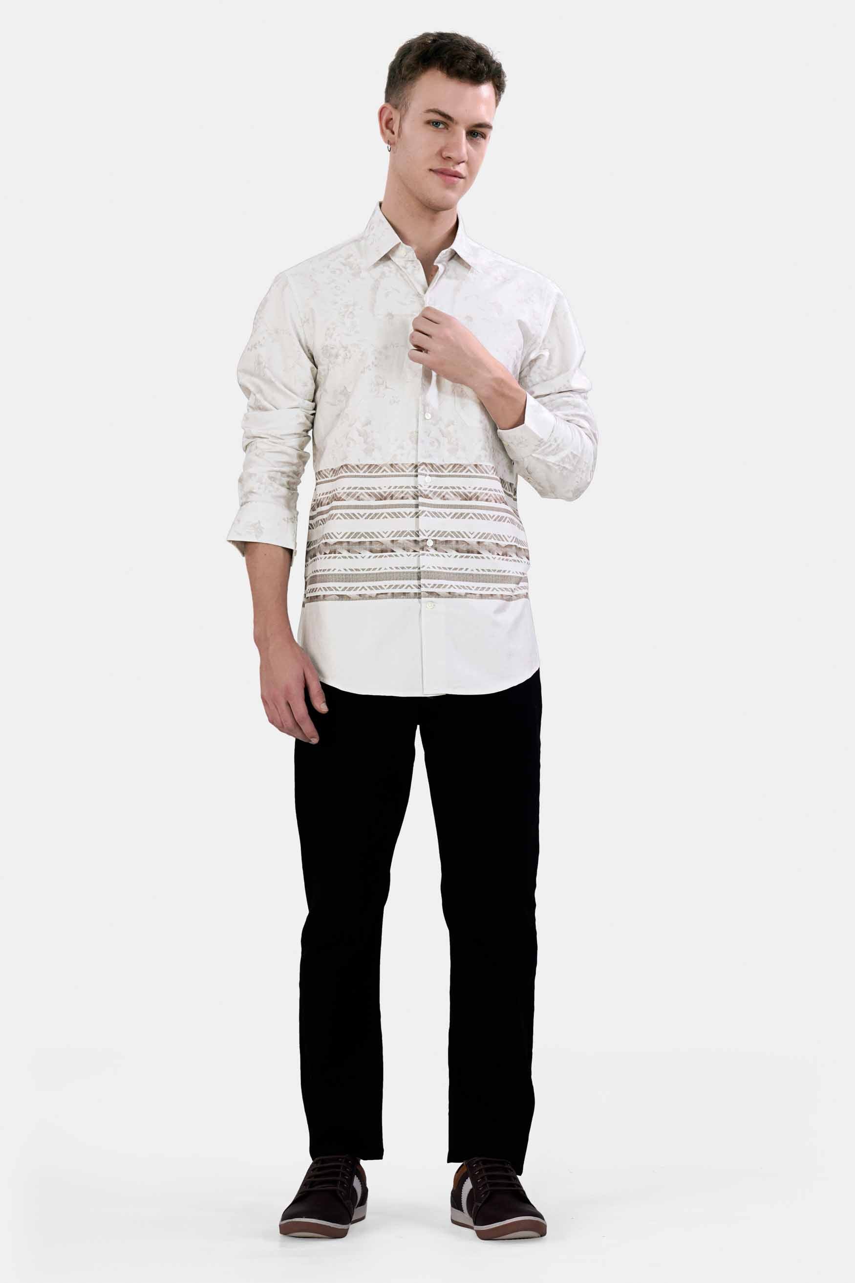 Nickel Gray and Taupe Brown Super Soft Premium Cotton Shirt