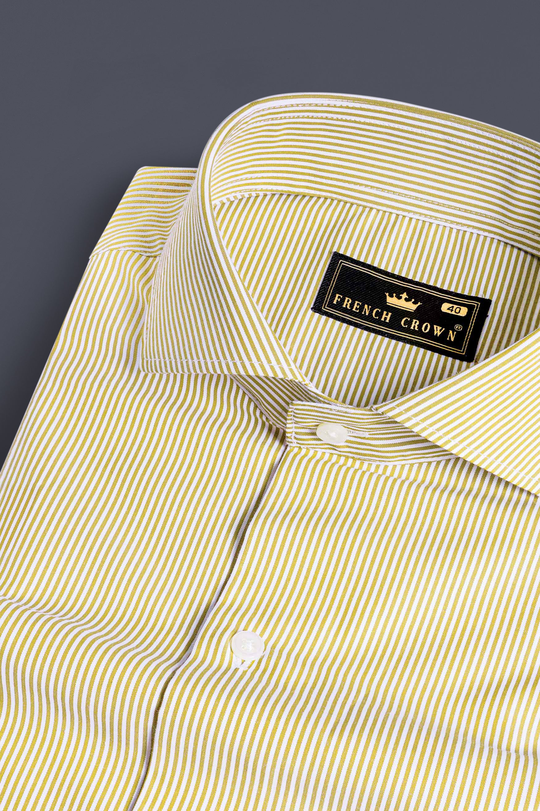 Desert Brown and White Pinstriped  Premium Cotton Shirt