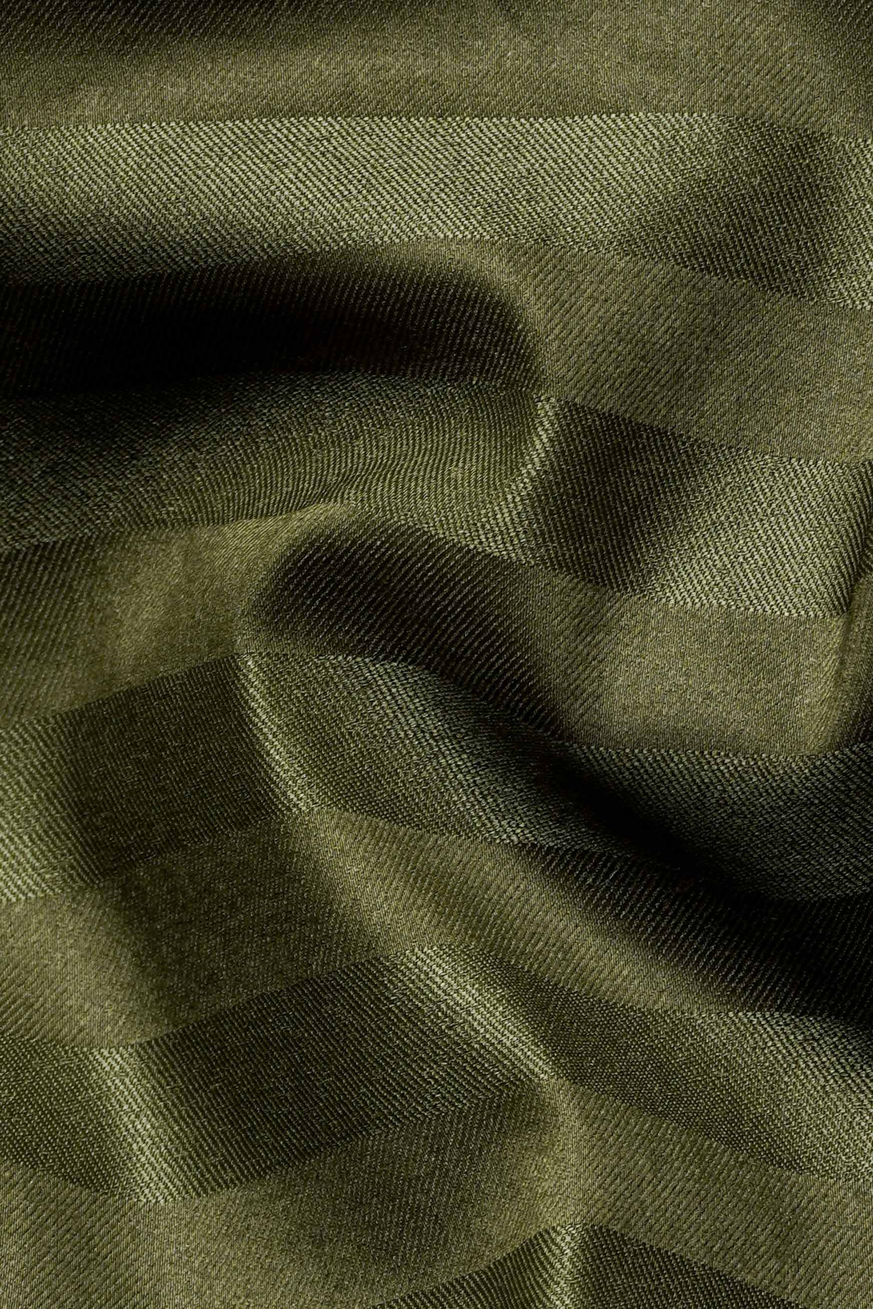 Hemlock Green Striped Dobby Textured Premium Giza Cotton Shirt