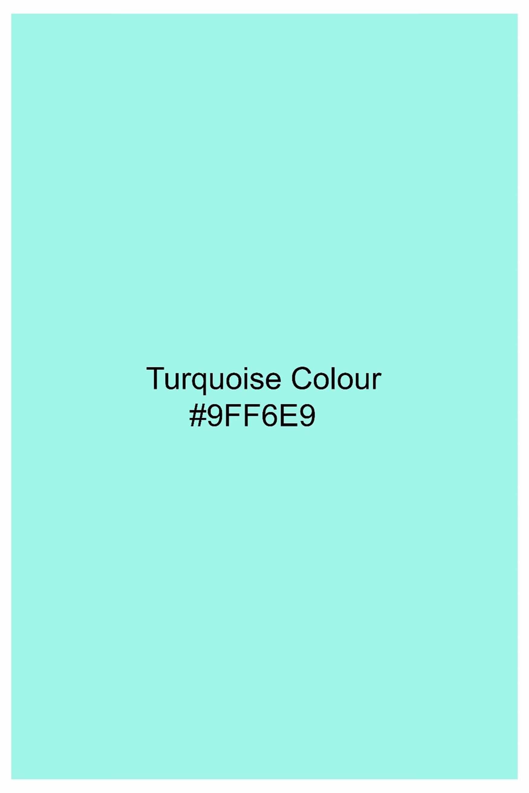 Turquoise Blue with White Cuffs and Collar Luxurious Linen Shirt