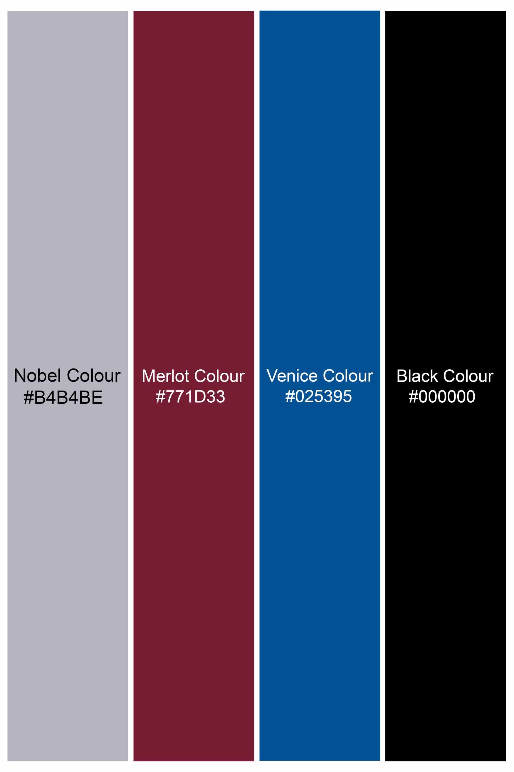 Nobel Gray Printed with Solid Black Royal Oxford Designer Shirt