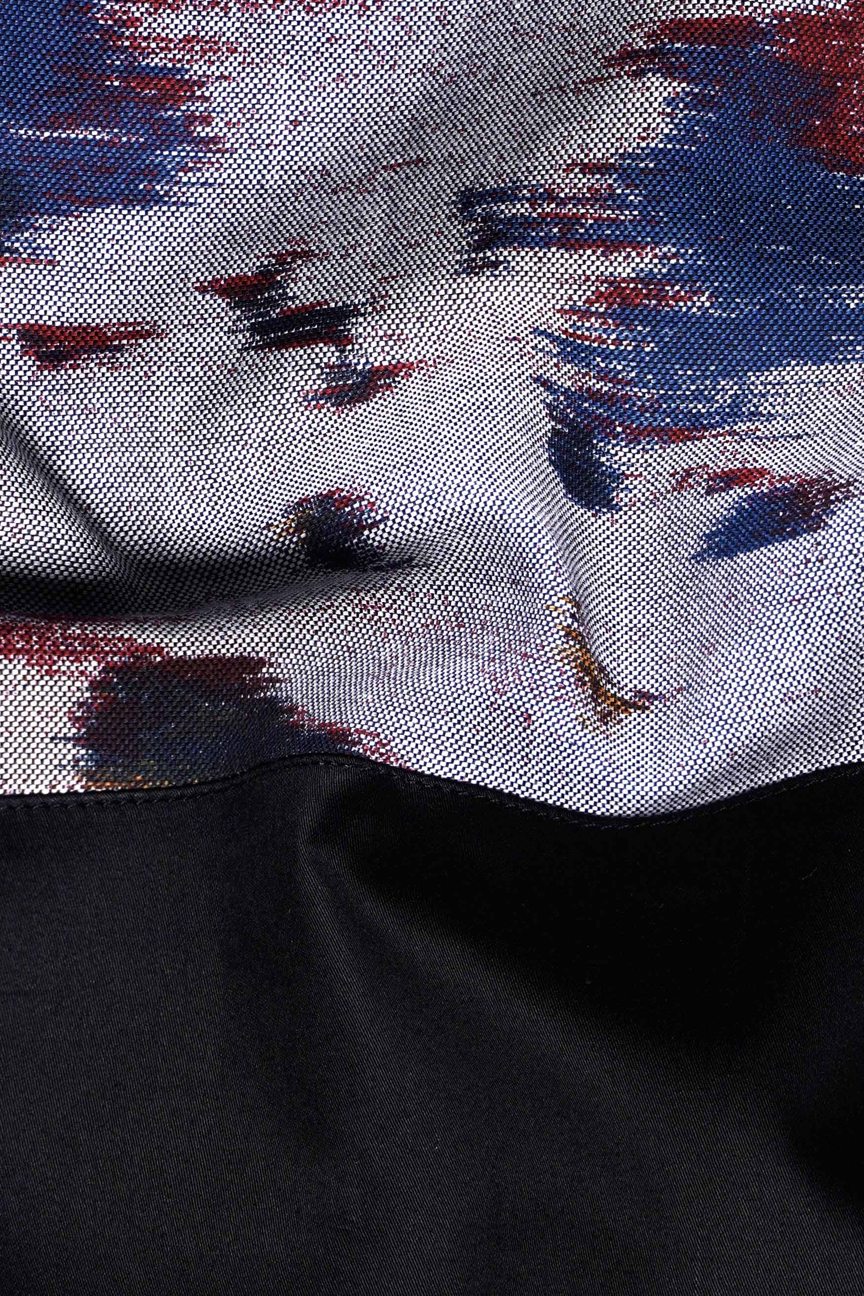 Nobel Gray Printed with Solid Black Royal Oxford Designer Shirt