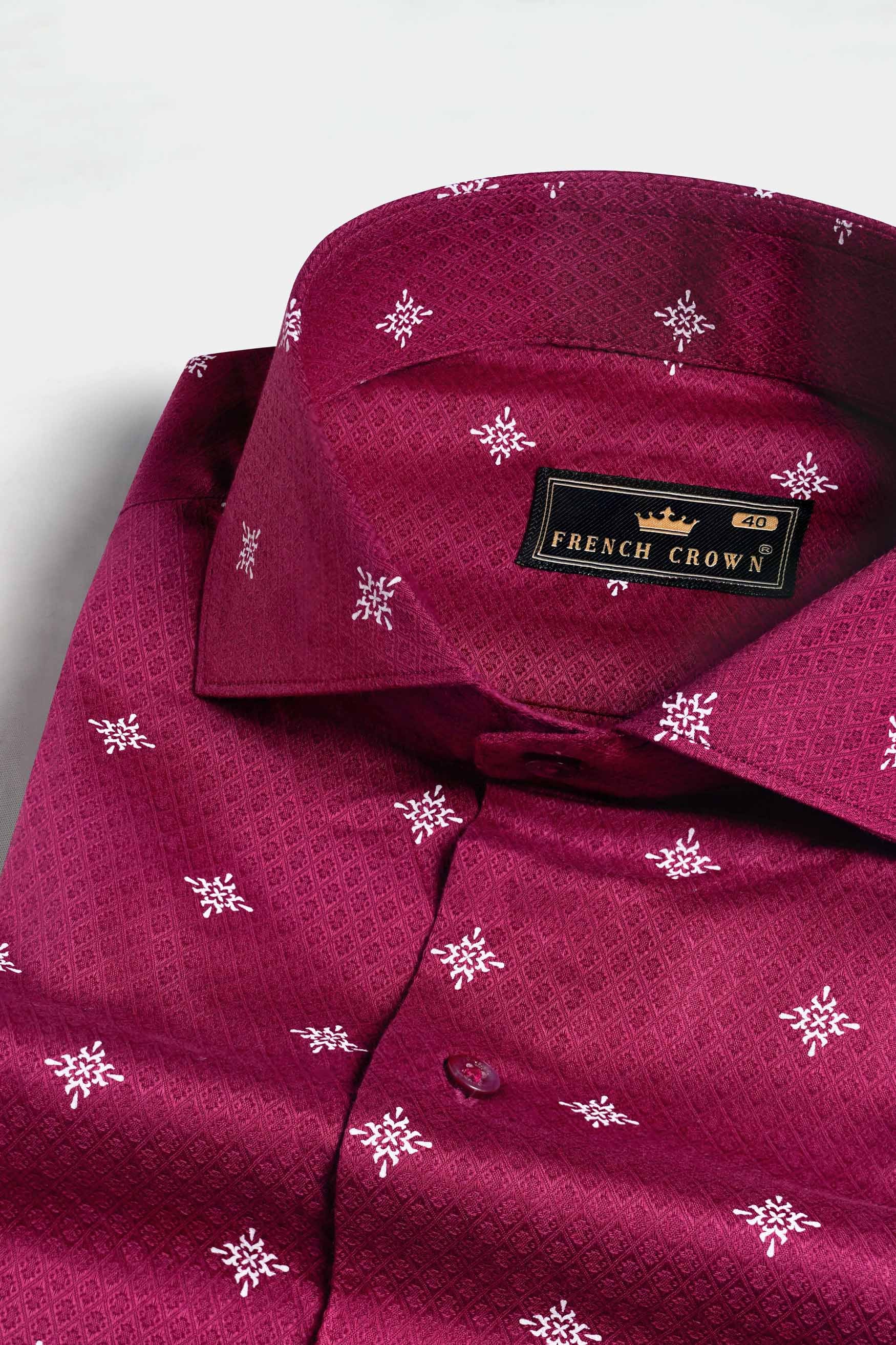 Paprika Maroon Dobby Textured Premium Giza Cotton Shirt