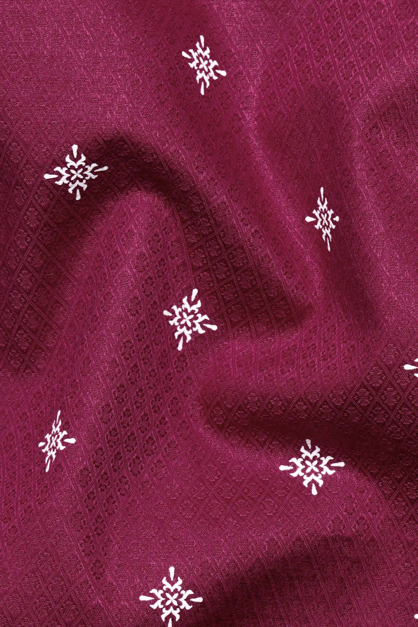 Paprika Maroon Dobby Textured Premium Giza Cotton Shirt