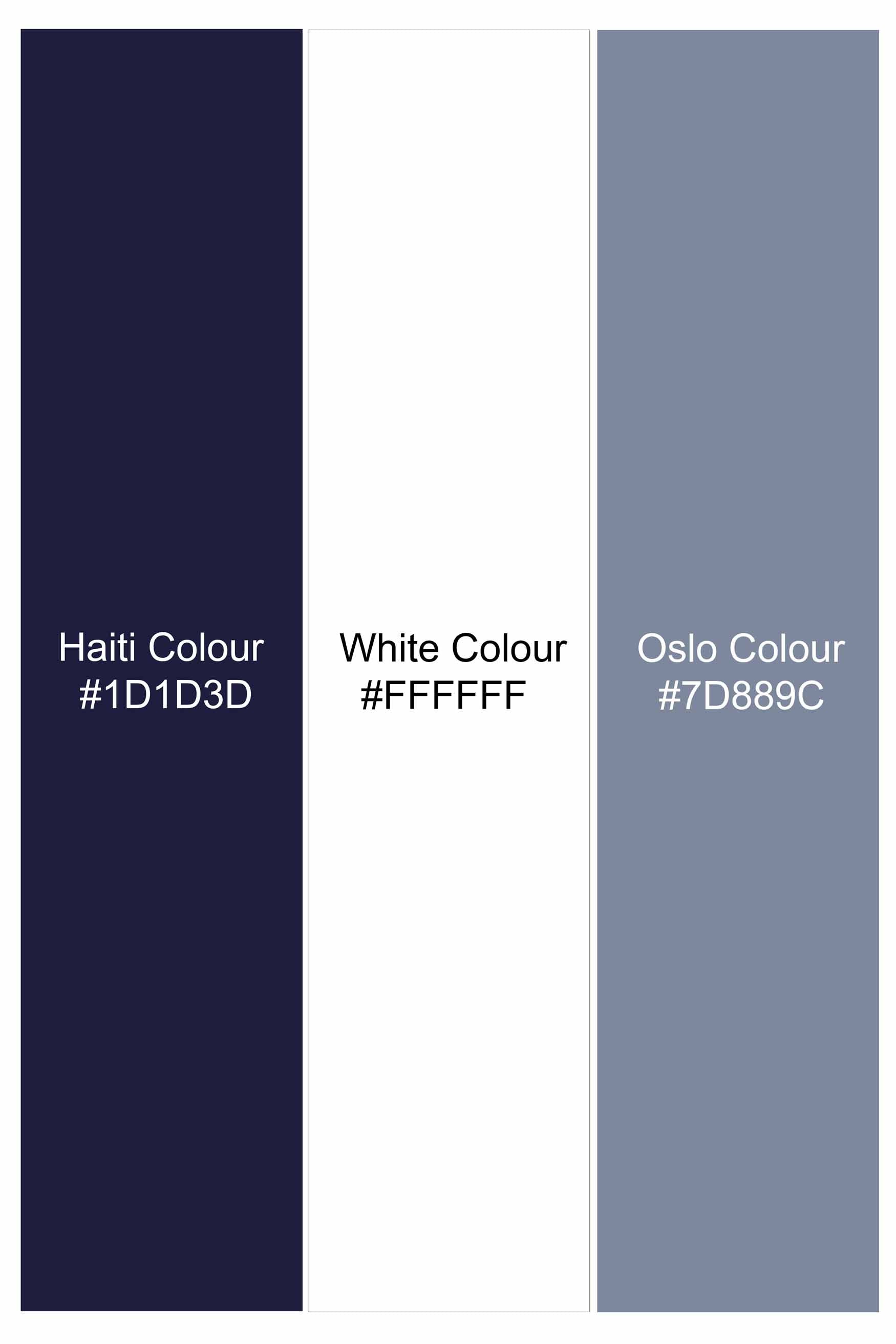 Haiti Blue Leaves Printed Twill Premium Cotton Shirt