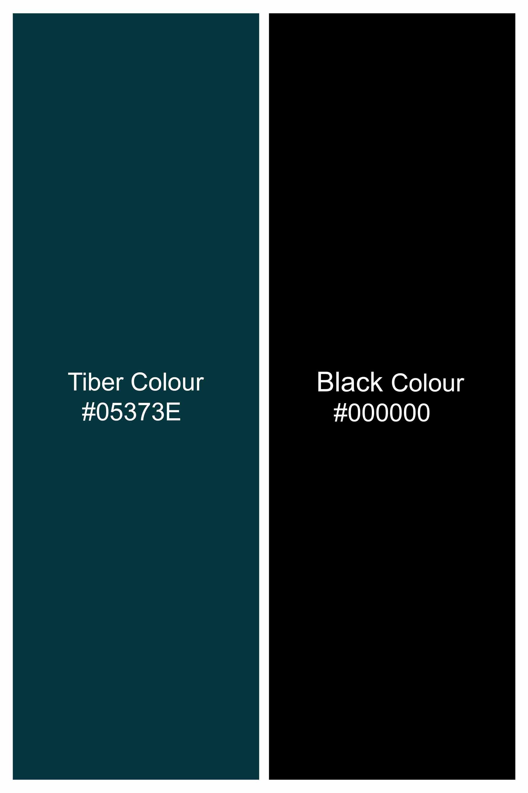 Timber Green and Black Face Like Pattern Dobby Textured Premium Giza Cotton Designer Shirt