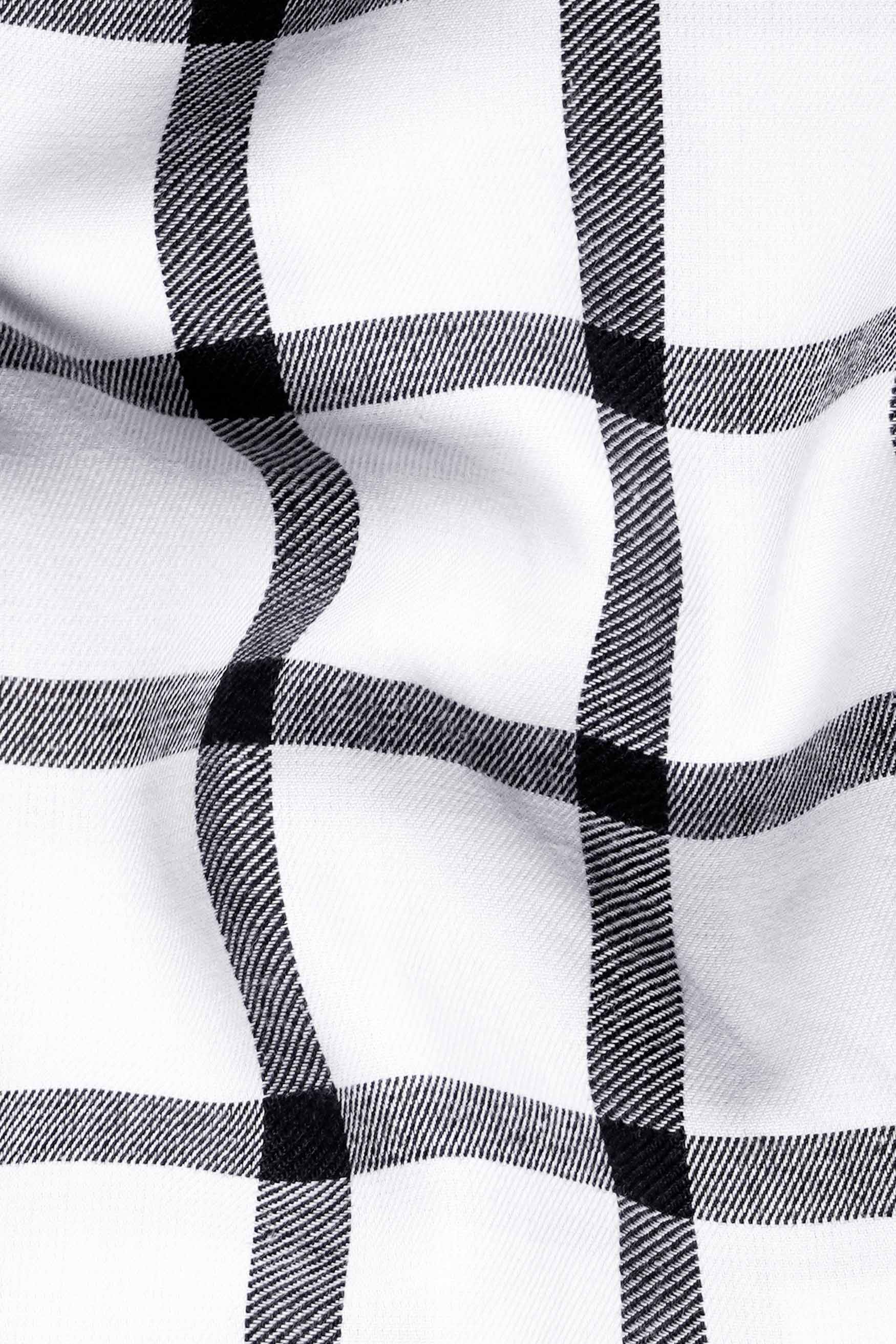 Bright White and Black Checkered Twill Premium Cotton Shirt