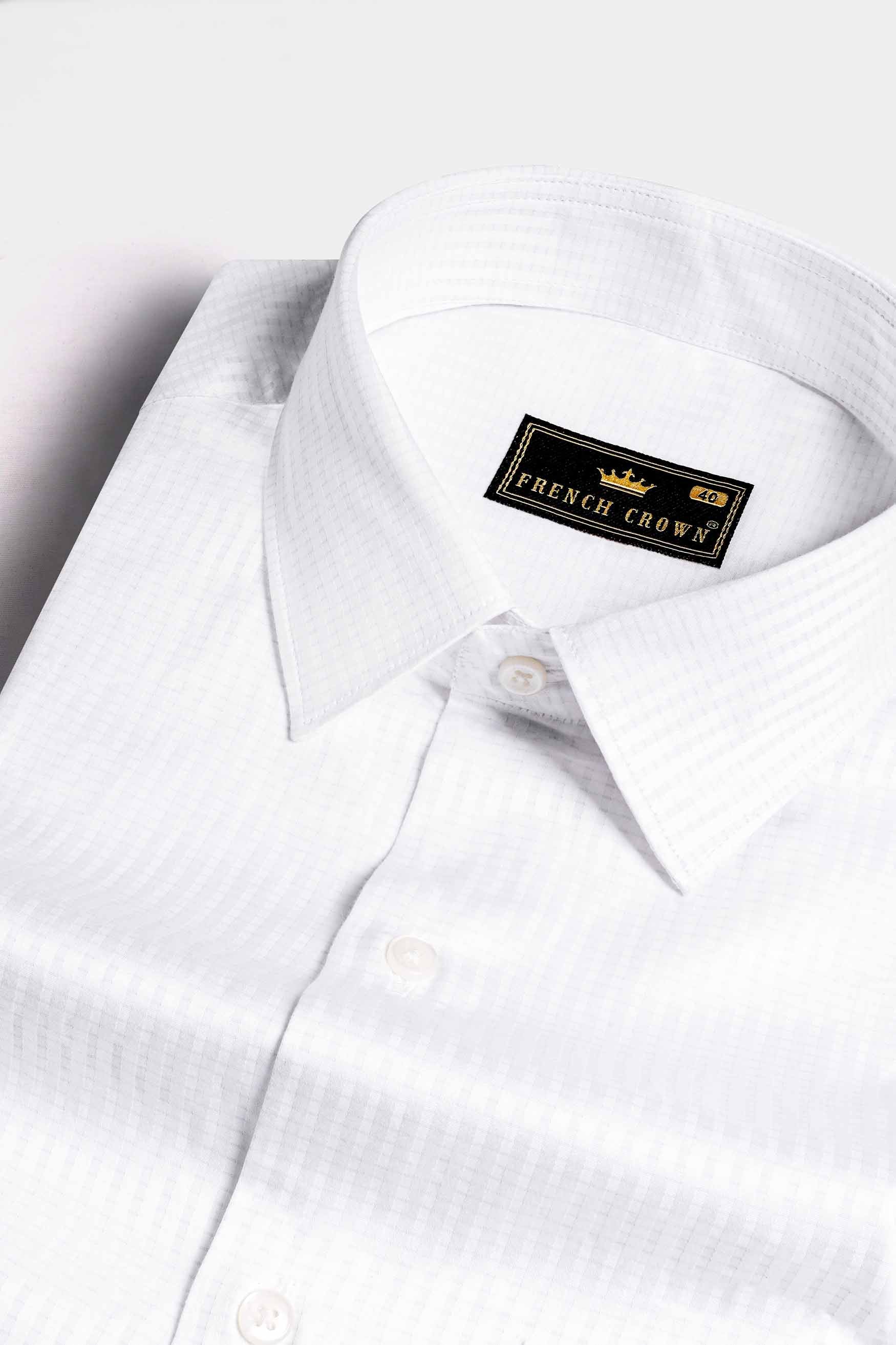 Bright White Dobby Textured Premium Giza Cotton Shirt