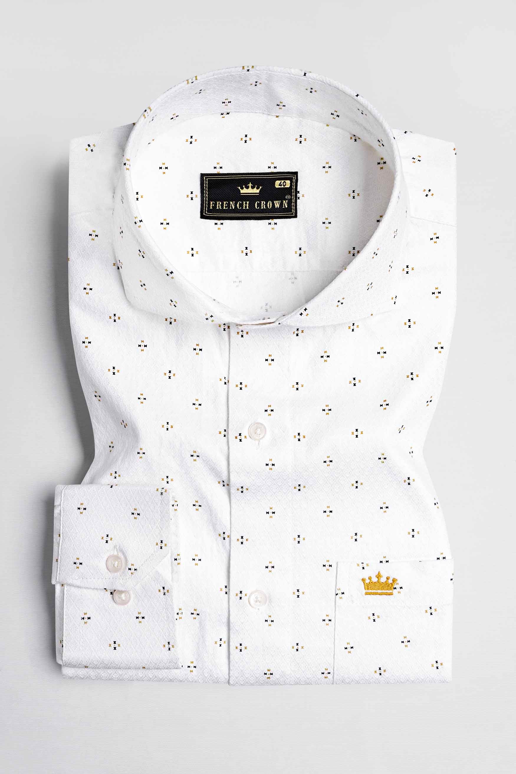 Bright White Dobby Textured Premium Giza Cotton Shirt