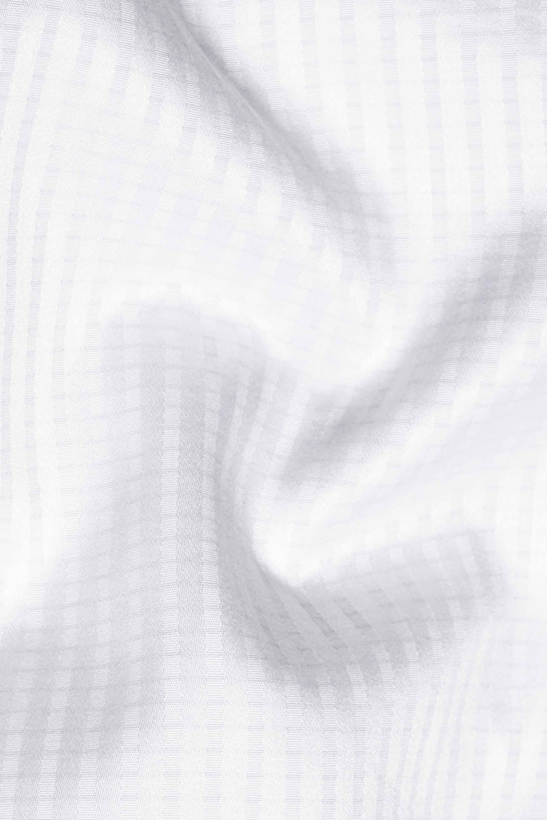 Bright White Dobby Textured Premium Giza Cotton Button Down Shirt