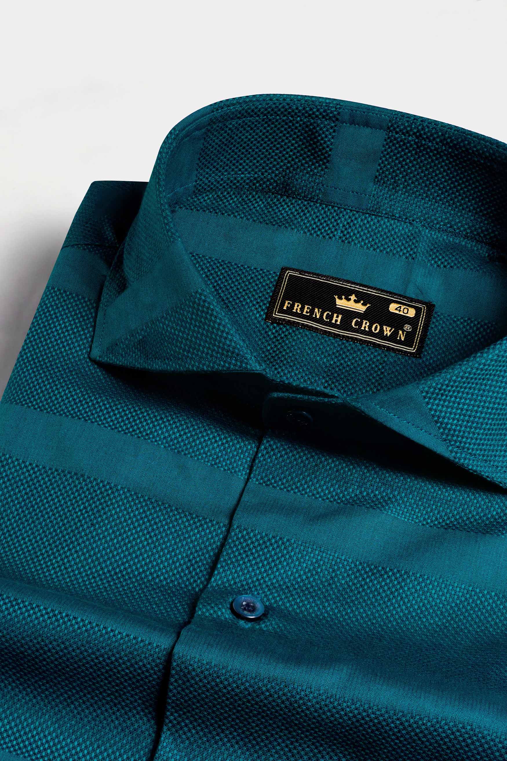 Surfie Green Dobby Textured Premium Giza Cotton Shirt