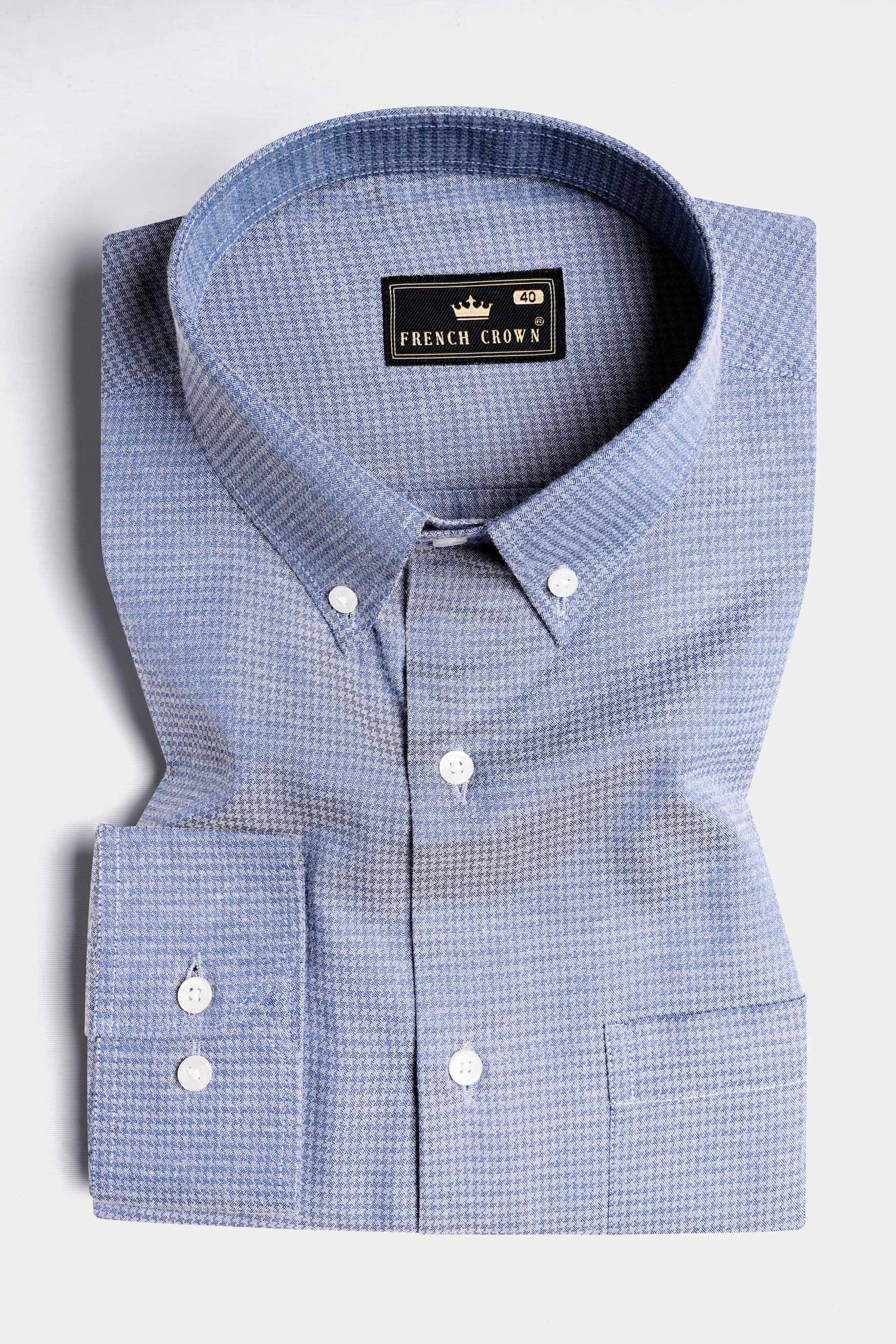 Cadet Blue Houndstooth Button Down Shirt