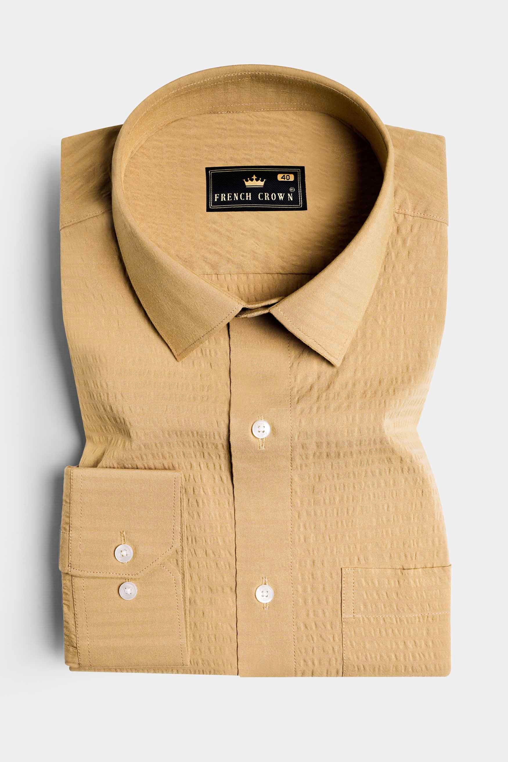 Chalky Brown Dobby Textured Premium Giza Cotton Shirt