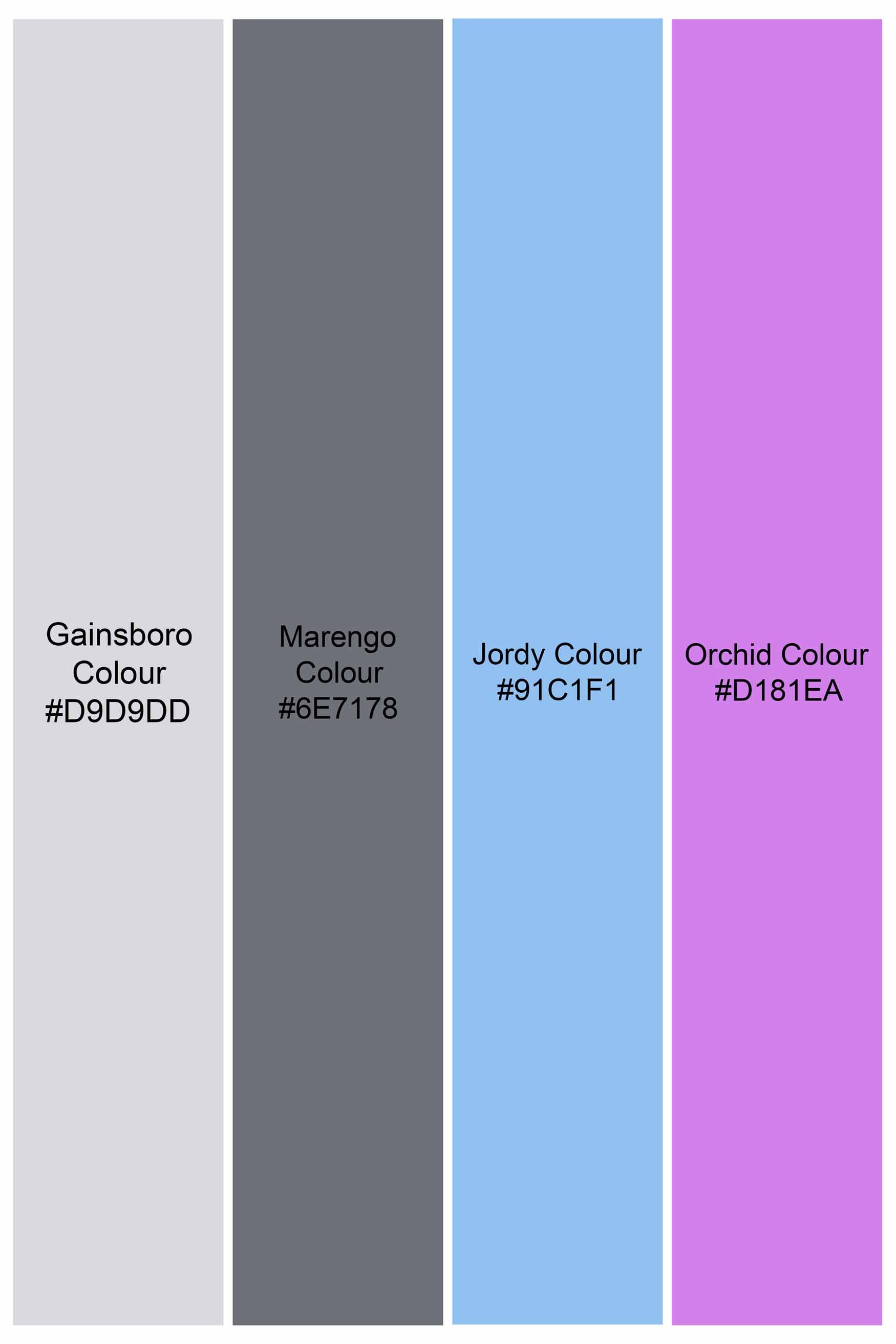 Gainsboro Gray with Marengo Gray and Jordy Blue Subtle Sheen Super Soft Premium Cotton Designer Shirt