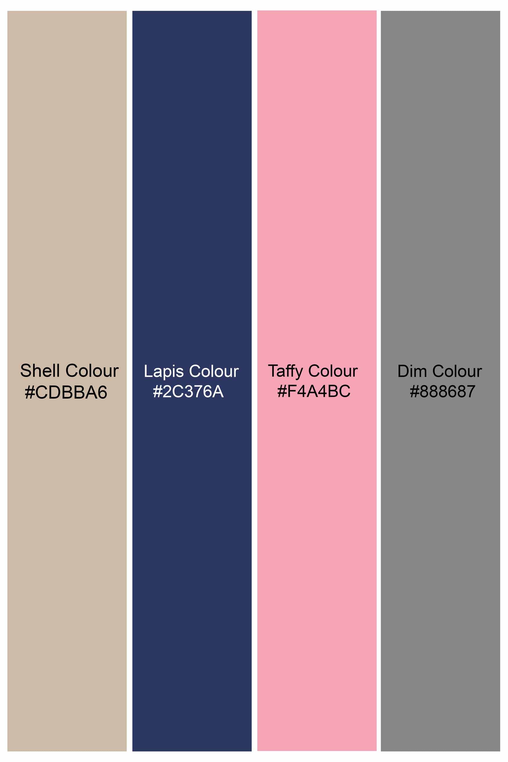 Shell Brown and Lapis Blue Twill Plaid Premium Cotton Designer Shirt