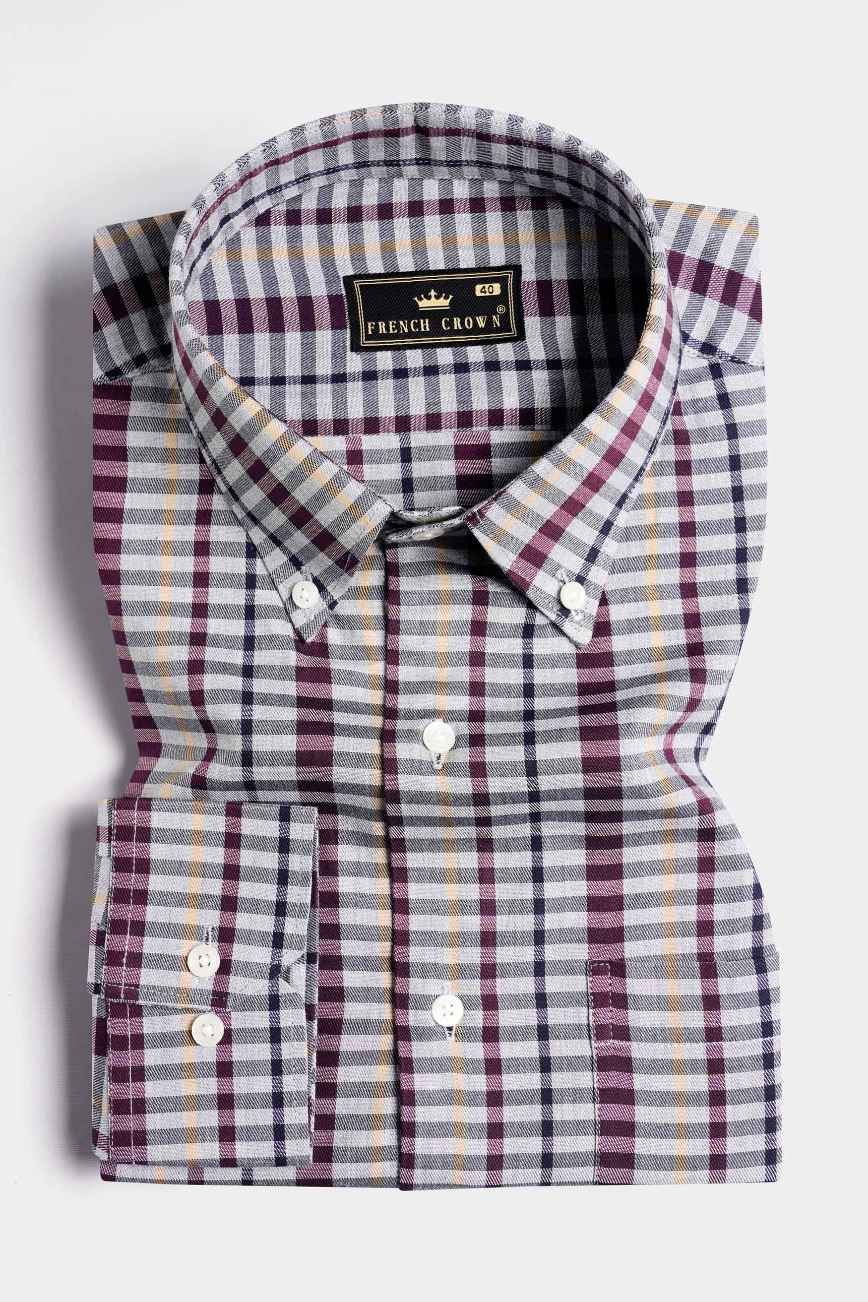 Nickel Gray and Tamarind Maroon Twill Checkered Premium Cotton Shirt 11426-BD-38, 11426-BD-H-38, 11426-BD-39, 11426-BD-H-39, 11426-BD-40, 11426-BD-H-40, 11426-BD-42, 11426-BD-H-42, 11426-BD-44, 11426-BD-H-44, 11426-BD-46, 11426-BD-H-46, 11426-BD-48, 11426-BD-H-48, 11426-BD-50, 11426-BD-H-50, 11426-BD-52, 11426-BD-H-52