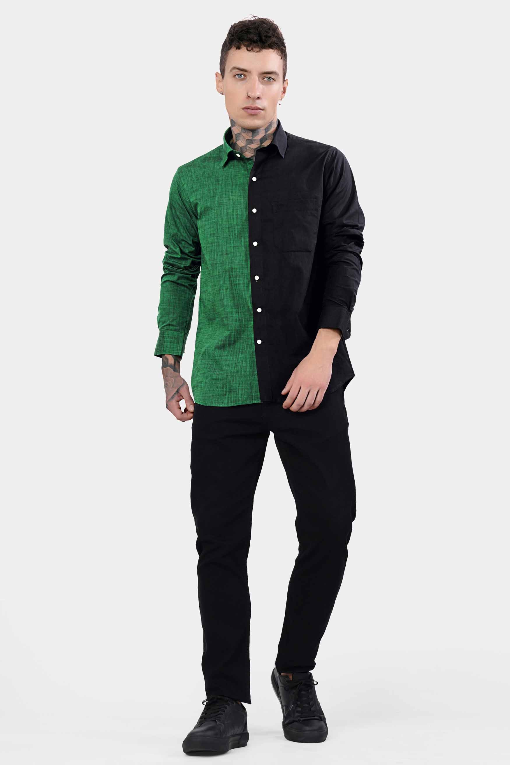 Half Pine Green and Half Jade Black Luxurious Linen Shirt 11429-38, 11429-H-38, 11429-39, 11429-H-39, 11429-40, 11429-H-40, 11429-42, 11429-H-42, 11429-44, 11429-H-44, 11429-46, 11429-H-46, 11429-48, 11429-H-48, 11429-50, 11429-H-50, 11429-52, 11429-H-52