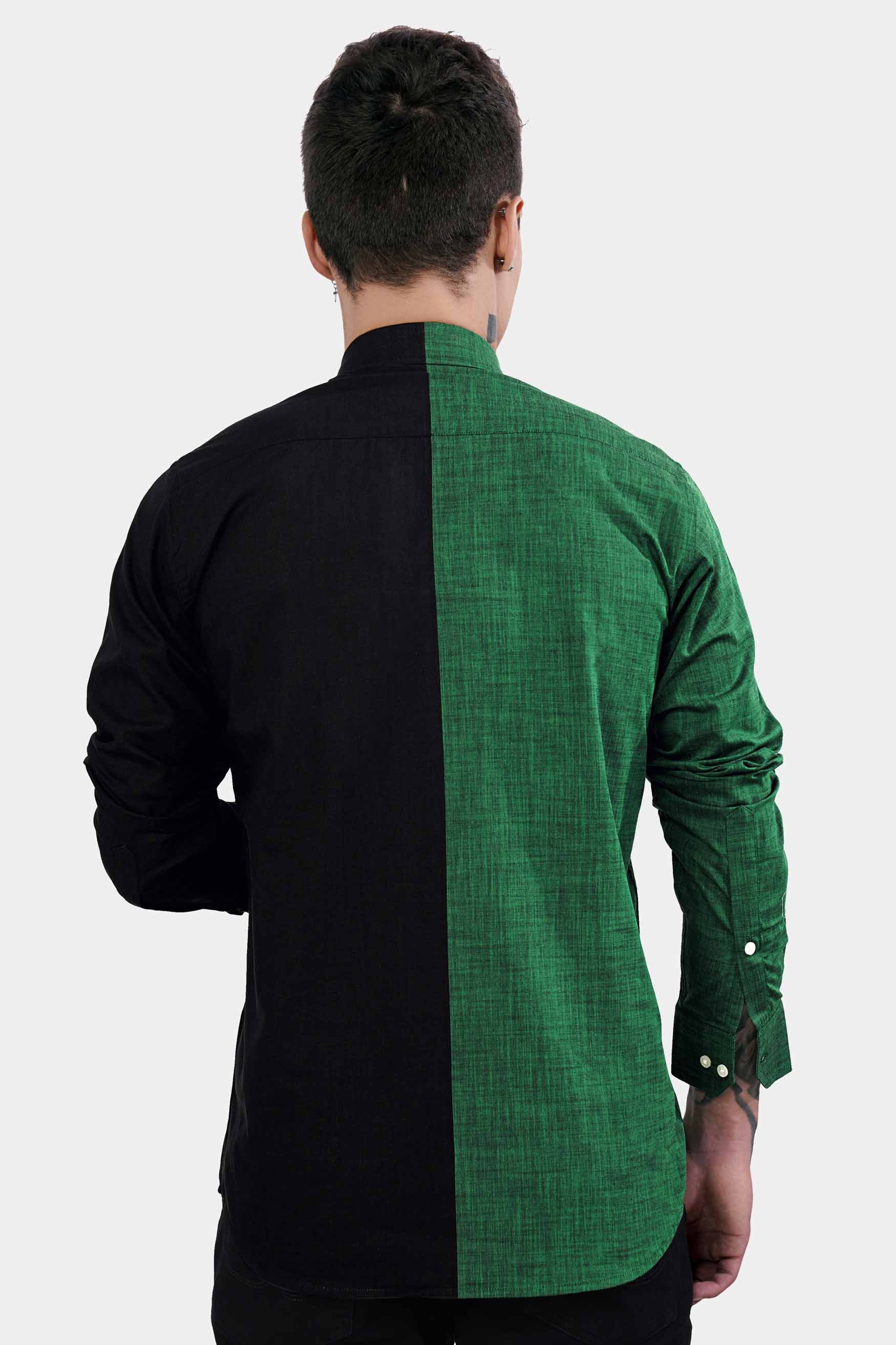 Half Pine Green and Half Jade Black Luxurious Linen Shirt 11429-38, 11429-H-38, 11429-39, 11429-H-39, 11429-40, 11429-H-40, 11429-42, 11429-H-42, 11429-44, 11429-H-44, 11429-46, 11429-H-46, 11429-48, 11429-H-48, 11429-50, 11429-H-50, 11429-52, 11429-H-52