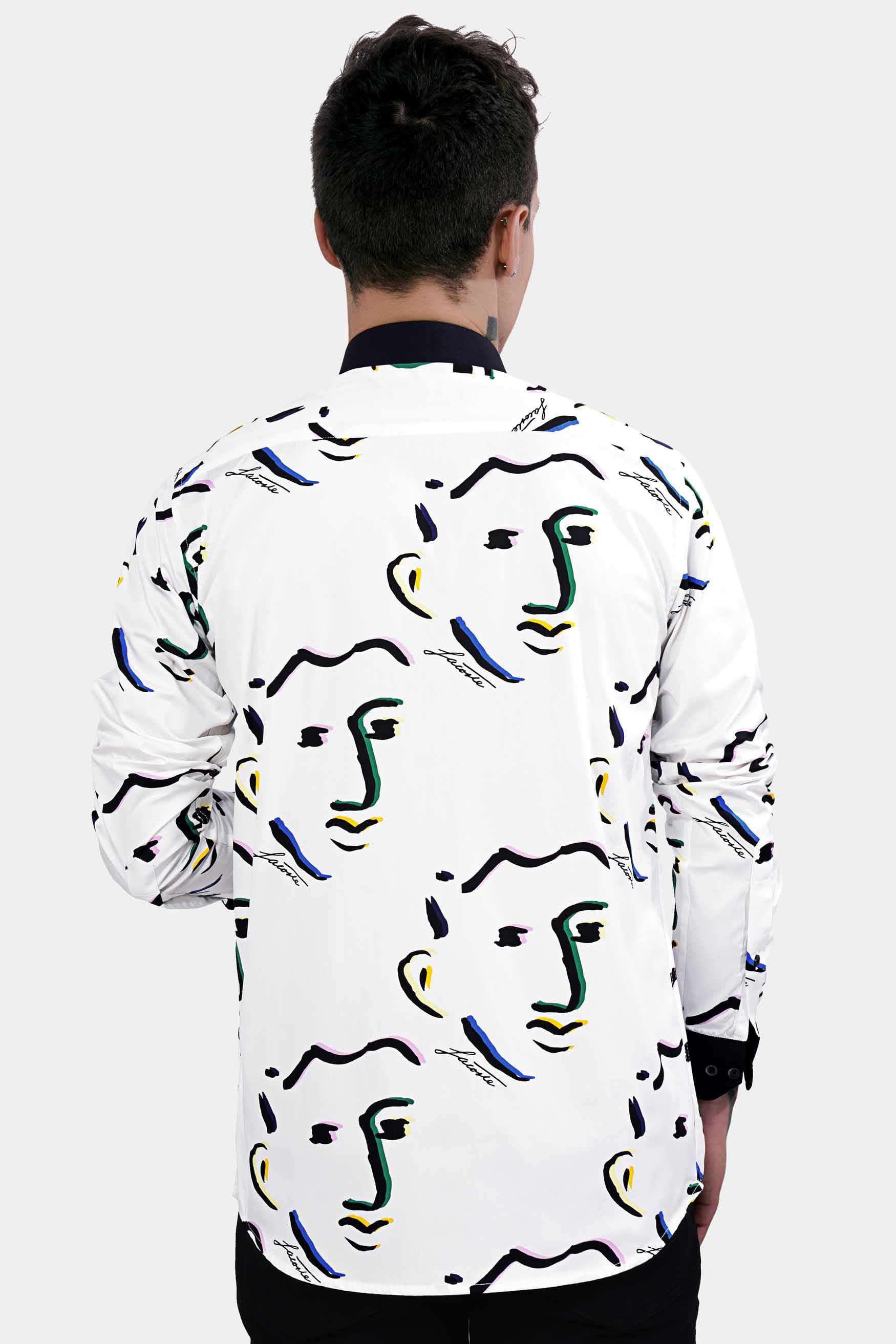 Bright White Faces Printed with Black Cuffs and Collar Premium Cotton Shirt 11433-BCC-BLK-38, 11433-BCC-BLK-H-38, 11433-BCC-BLK-39, 11433-BCC-BLK-H-39, 11433-BCC-BLK-40, 11433-BCC-BLK-H-40, 11433-BCC-BLK-42, 11433-BCC-BLK-H-42, 11433-BCC-BLK-44, 11433-BCC-BLK-H-44, 11433-BCC-BLK-46, 11433-BCC-BLK-H-46, 11433-BCC-BLK-48, 11433-BCC-BLK-H-48, 11433-BCC-BLK-50, 11433-BCC-BLK-H-50, 11433-BCC-BLK-52, 11433-BCC-BLK-H-52