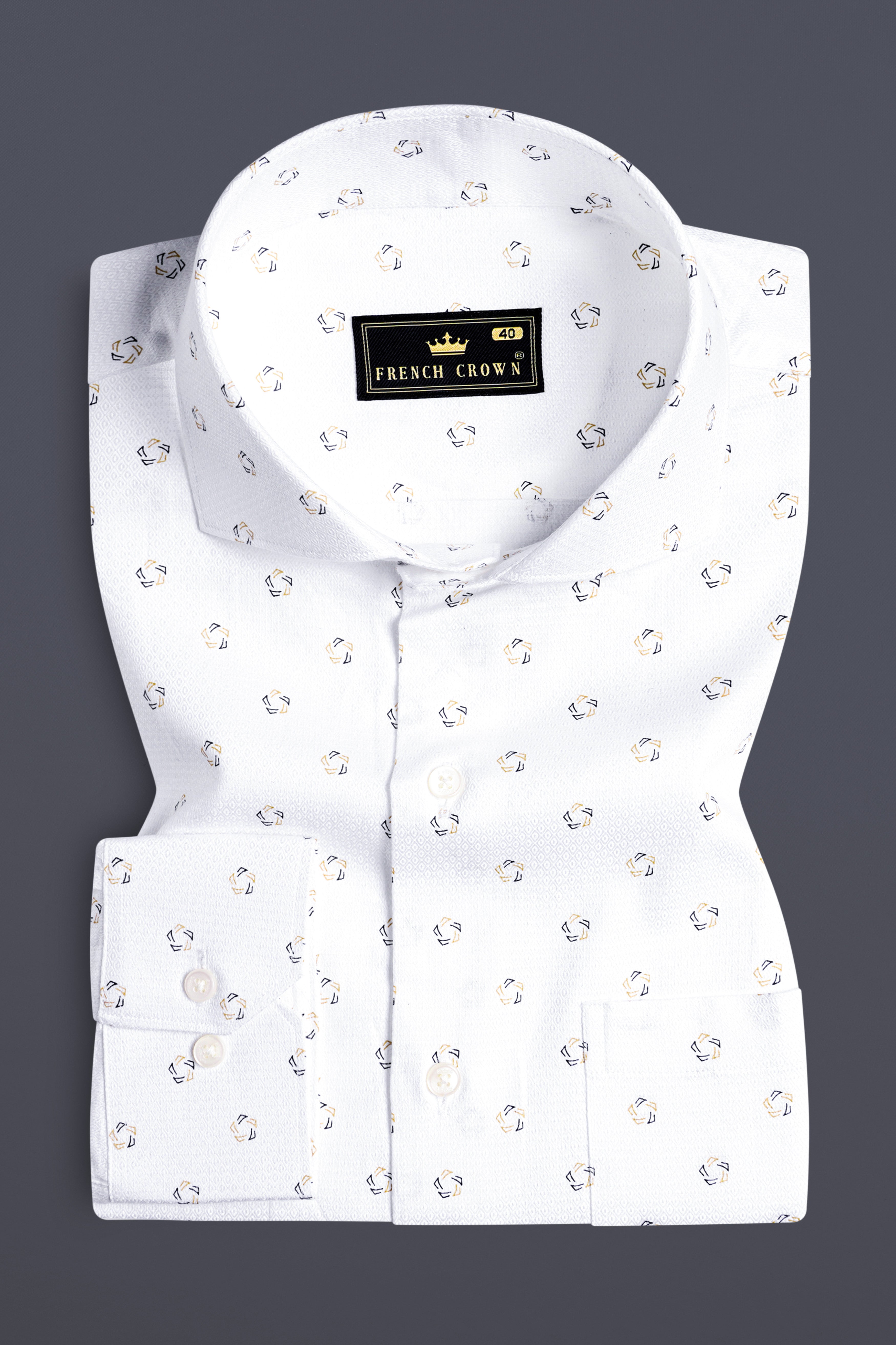 Bright White Dobby Textured Premium Giza Cotton Shirt