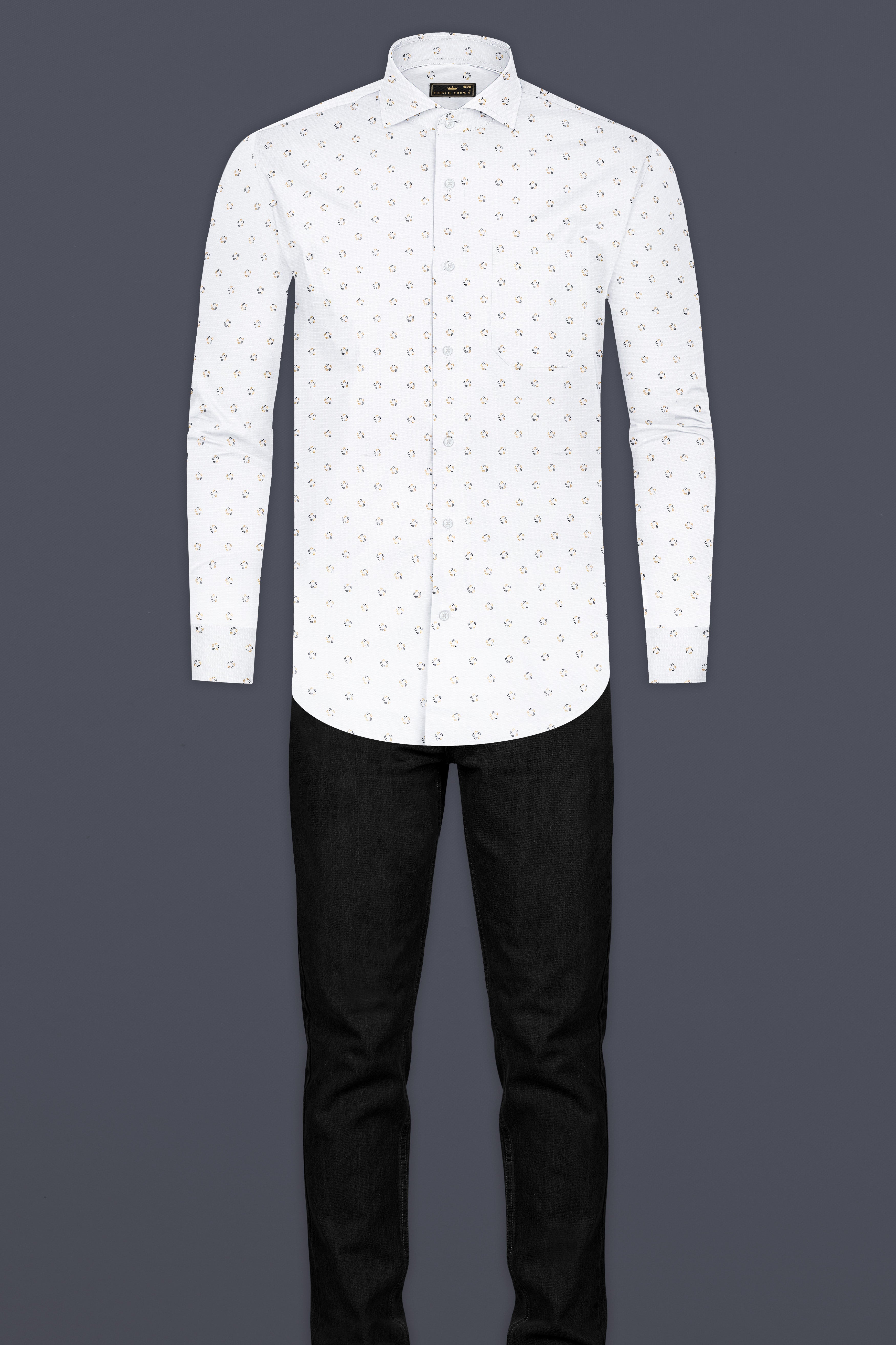 Bright White Dobby Textured Premium Giza Cotton Shirt