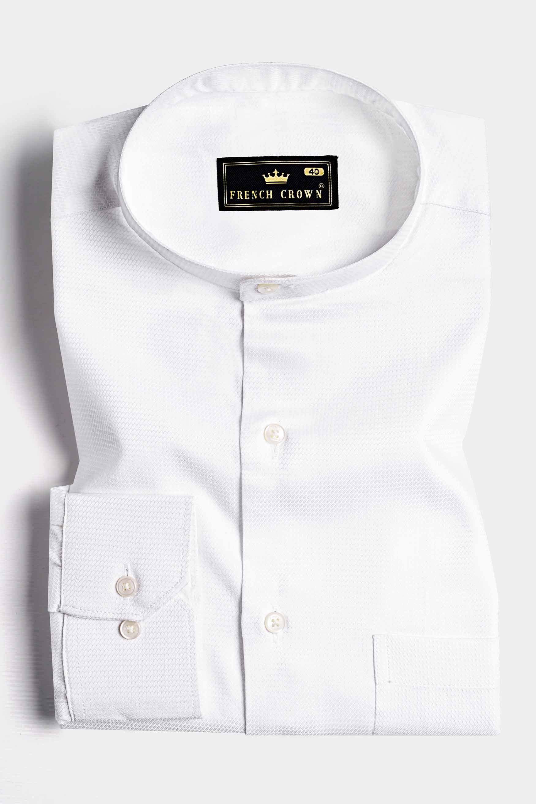 Bright White Dobby Textured Premium Giza Cotton Mandarin Shirt 11435-M-38, 11435-M-H-38, 11435-M-39, 11435-M-H-39, 11435-M-40, 11435-M-H-40, 11435-M-42, 11435-M-H-42, 11435-M-44, 11435-M-H-44, 11435-M-46, 11435-M-H-46, 11435-M-48, 11435-M-H-48, 11435-M-50, 11435-M-H-50, 11435-M-52, 11435-M-H-52