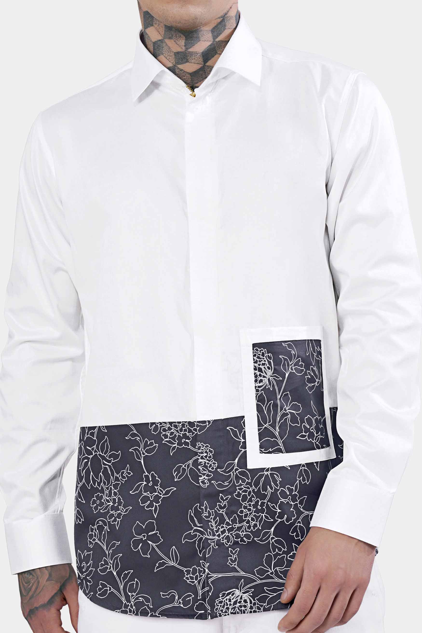 Bright White and Tuna Gray Leaves Printed Subtle Sheen Super Soft Premium Cotton Designer Shirt 11445-ZP-P479-38, 11445-ZP-P479-H-38, 11445-ZP-P479-39, 11445-ZP-P479-H-39, 11445-ZP-P479-40, 11445-ZP-P479-H-40, 11445-ZP-P479-42, 11445-ZP-P479-H-42, 11445-ZP-P479-44, 11445-ZP-P479-H-44, 11445-ZP-P479-46, 11445-ZP-P479-H-46, 11445-ZP-P479-48, 11445-ZP-P479-H-48, 11445-ZP-P479-50, 11445-ZP-P479-H-50, 11445-ZP-P479-52, 11445-ZP-P479-H-52